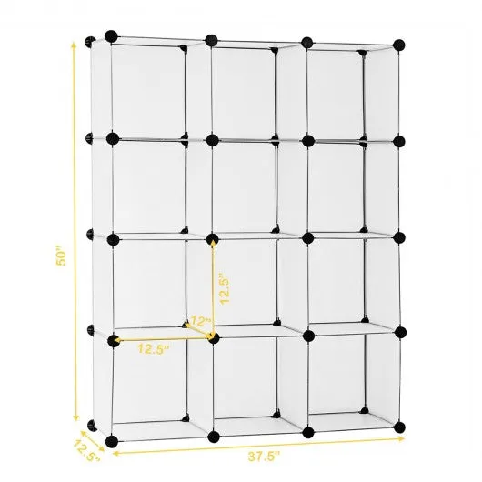 12 Cube Plastic Storage Organizer -White