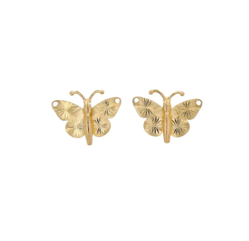 14K Gold Butterfly Stud Earrings