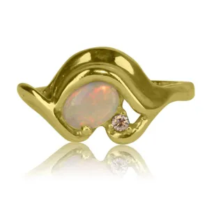 14kt Yellow Gold Opal and Diamond ring