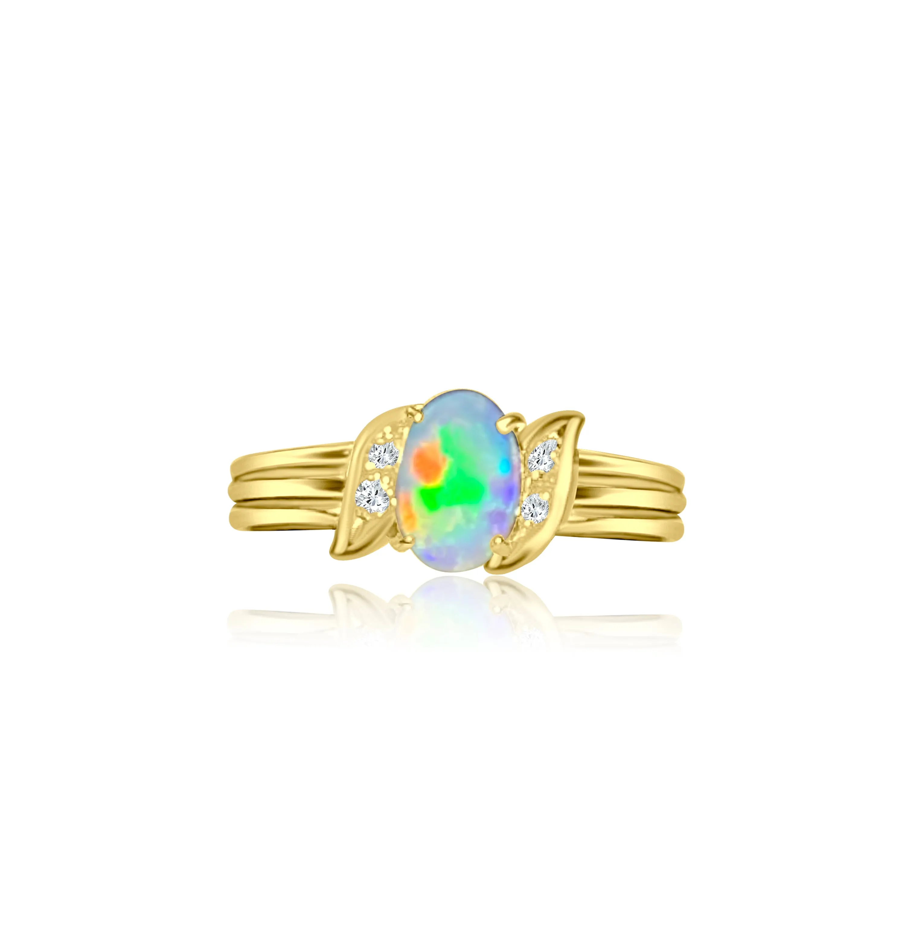 18kt Yellow Gold Black Opal and Diamond ring