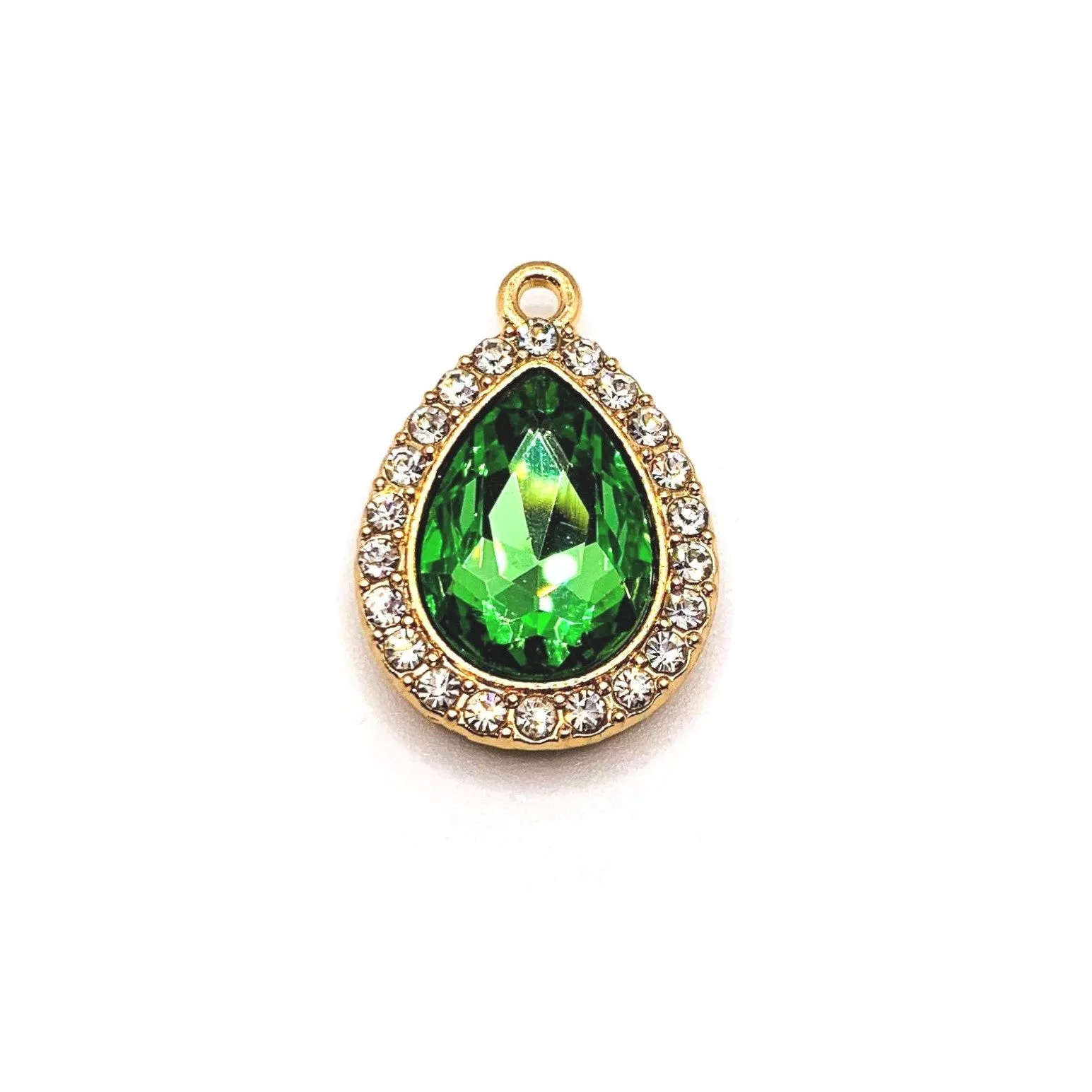 2 Pieces Bright Green and Diamond Rhinestone Pendants