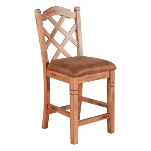 24" Crossback Solid Wood Counter Height Barstool in Rustic Oak