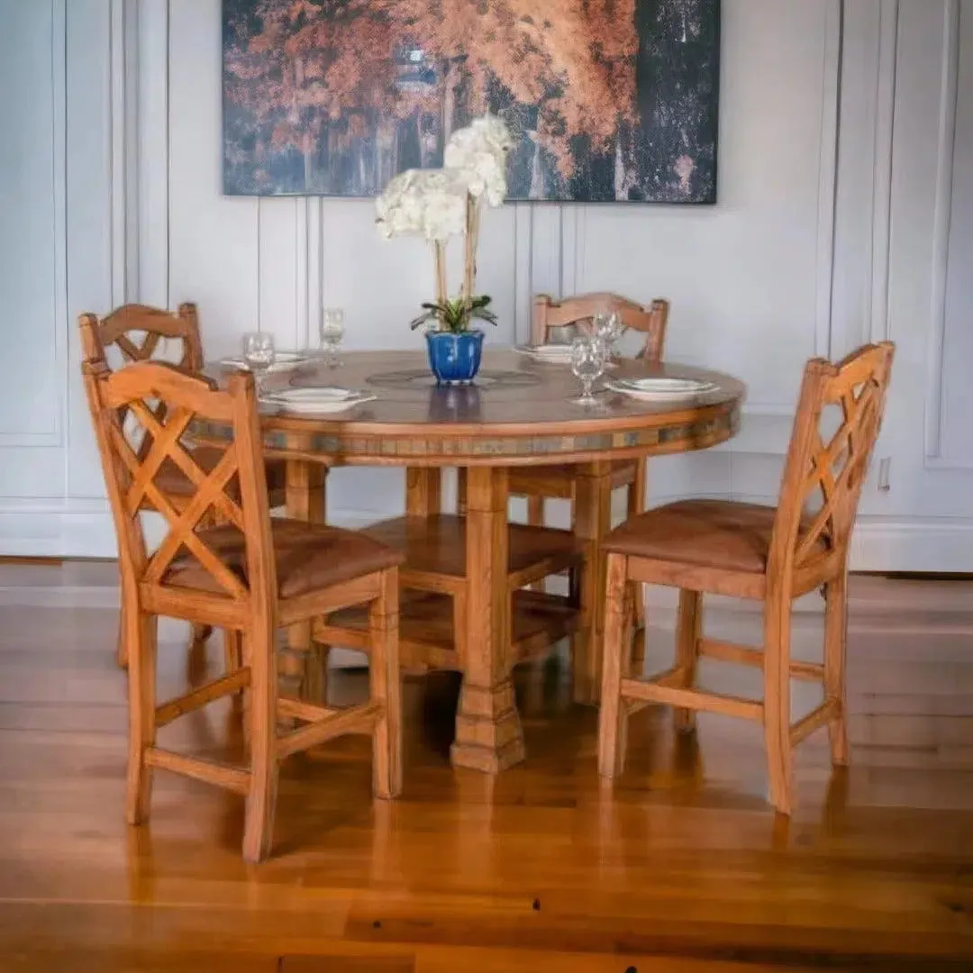 24" Crossback Solid Wood Counter Height Barstool in Rustic Oak