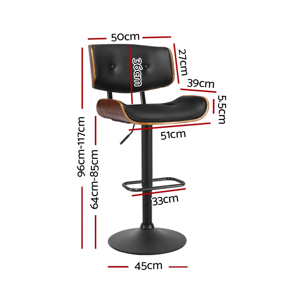 360° Rotatable Black PU Leather Bar Stools Set - Artiss