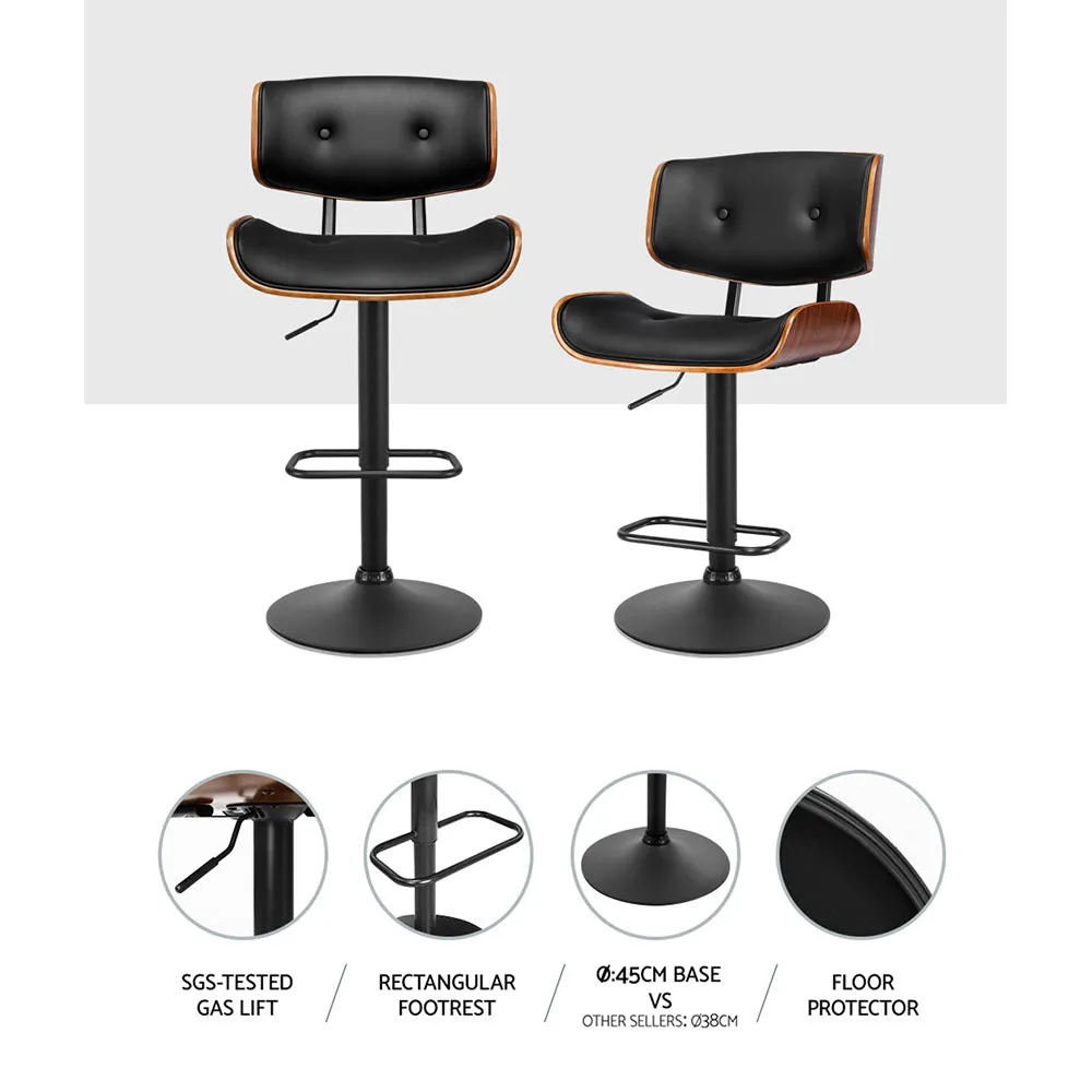 360° Rotatable Black PU Leather Bar Stools Set - Artiss