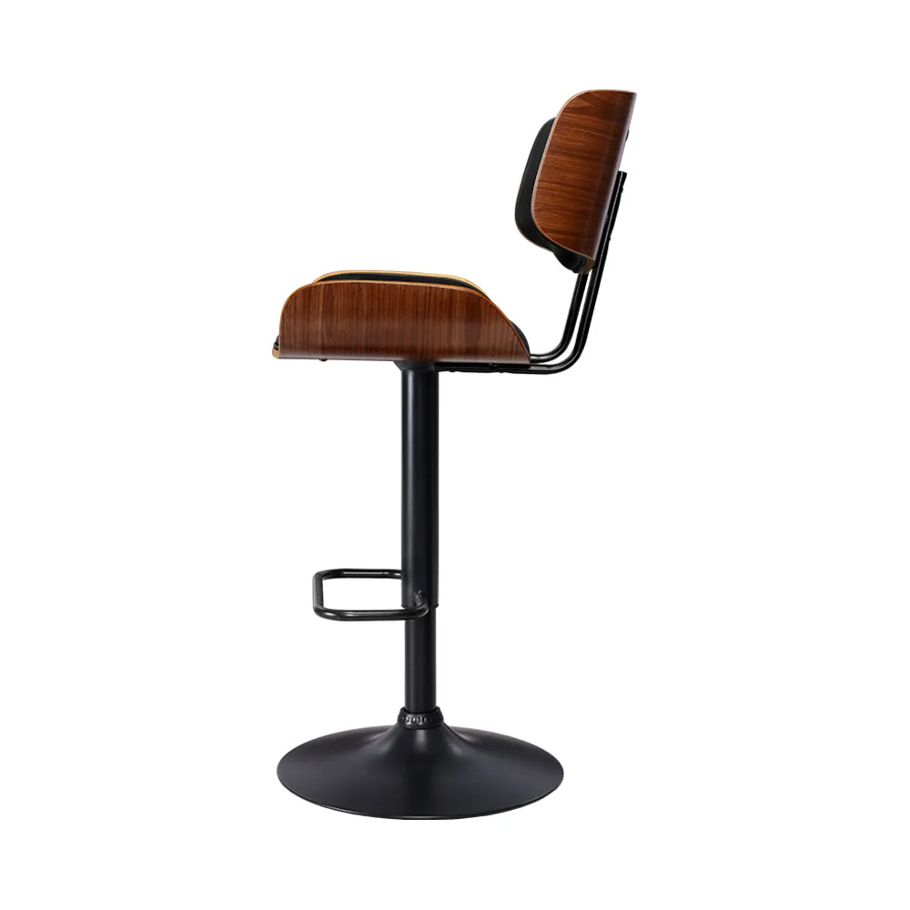 360° Rotatable Black PU Leather Bar Stools Set - Artiss