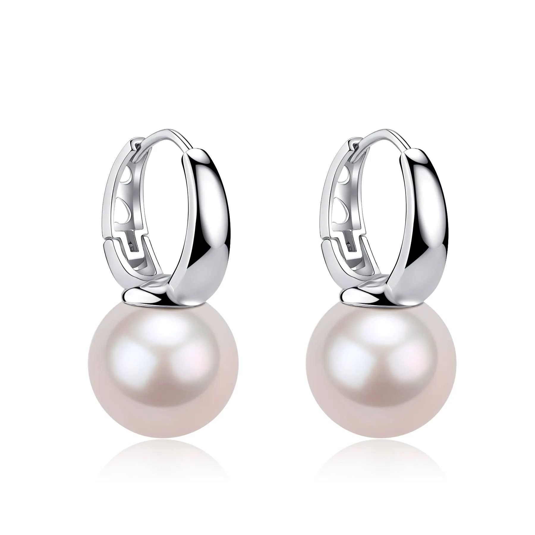 9-11mm Round Hoop Freshwater Pearl Earrings