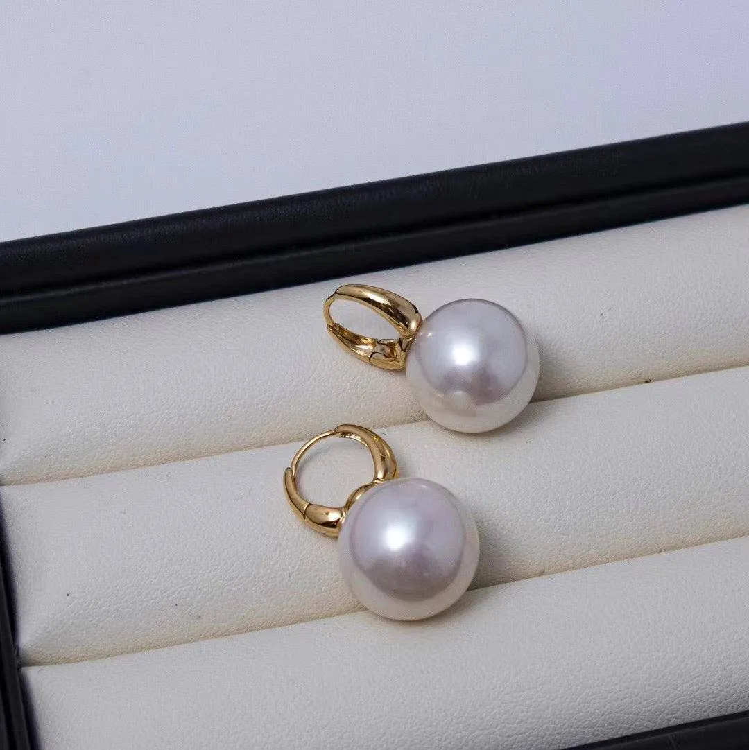 9-11mm Round Hoop Freshwater Pearl Earrings