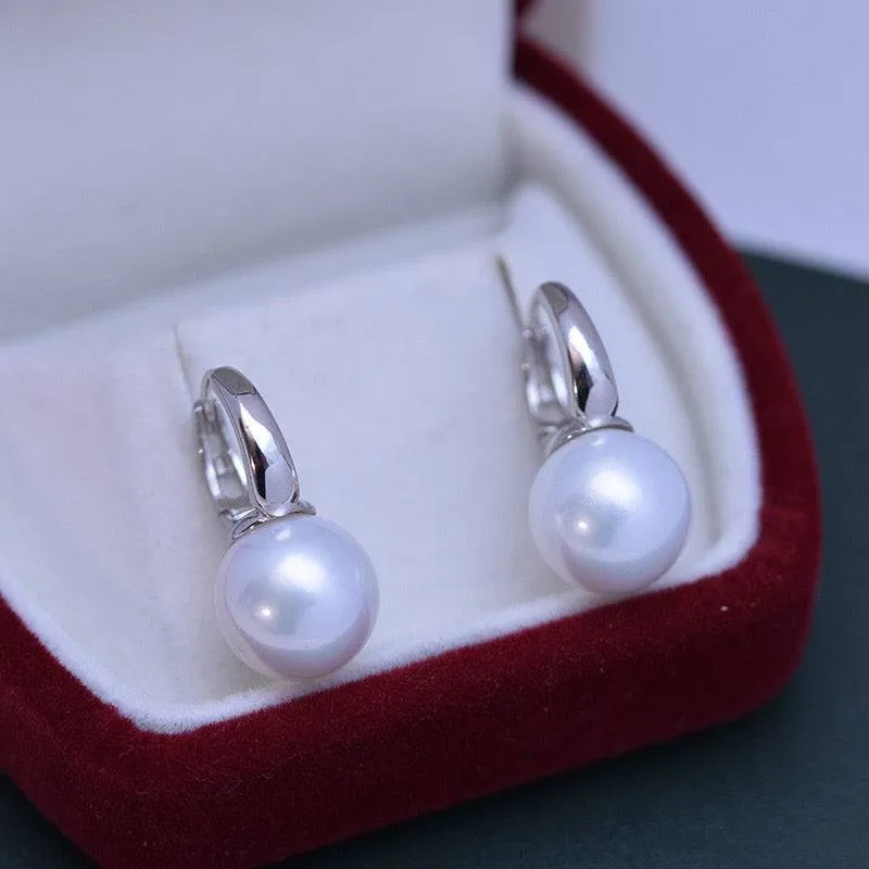 9-11mm Round Hoop Freshwater Pearl Earrings