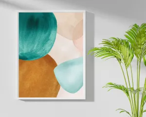 Abstract Boho Art Prints | Blush Pink Teal Green Burnt Orange