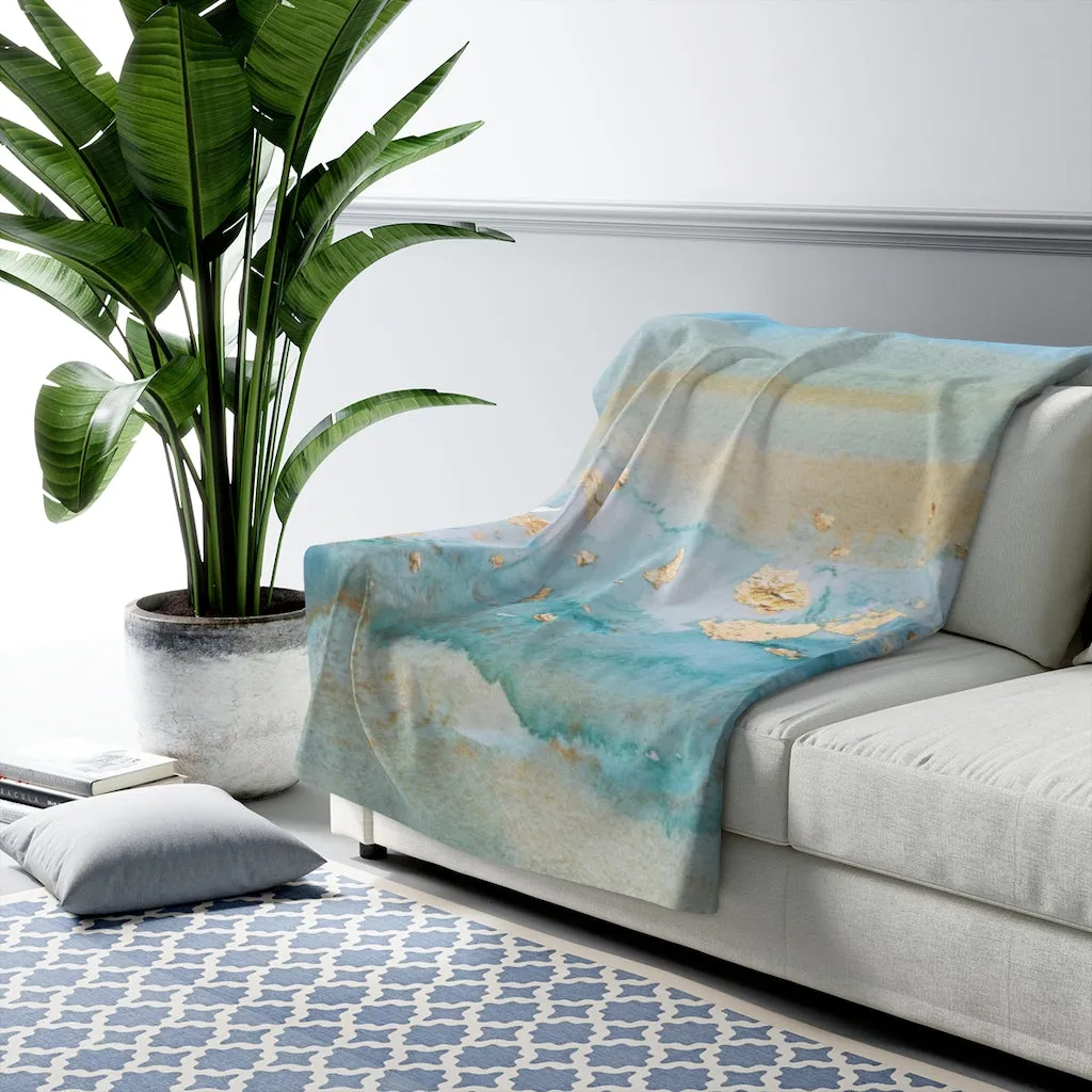 Abstract Comfy Blanket | Blue Beige Ombre