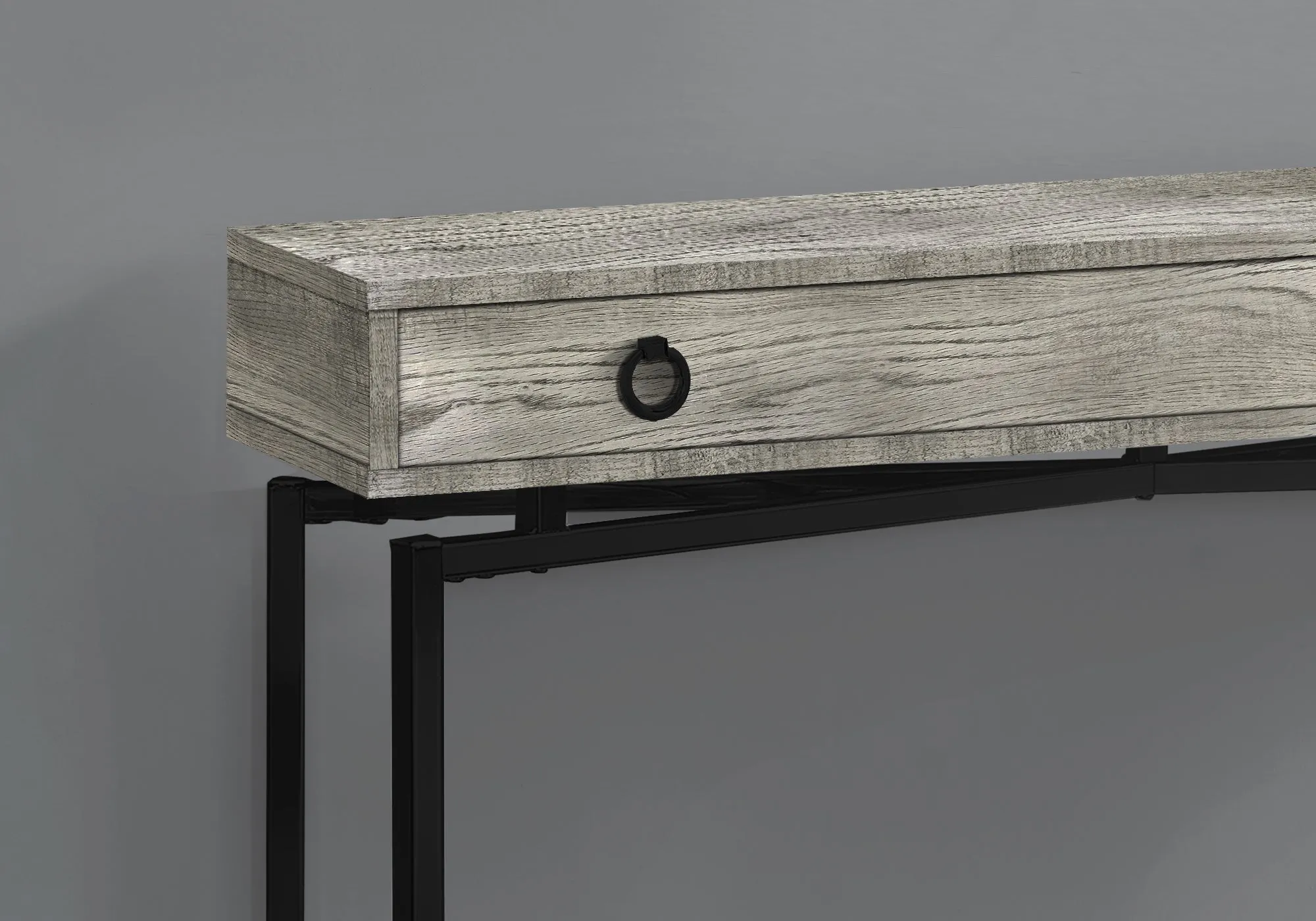 Accent Table - 42"L / Grey Reclaimed Wood / Black Console