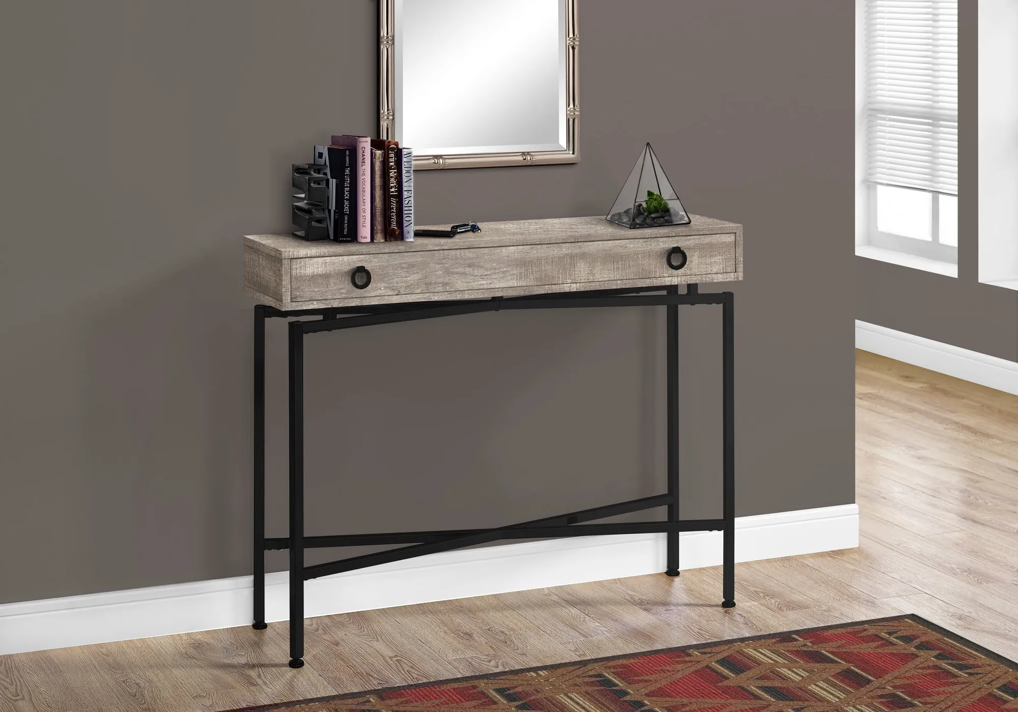 Accent Table - 42"L / Taupe Reclaimed Wood/ Black Console