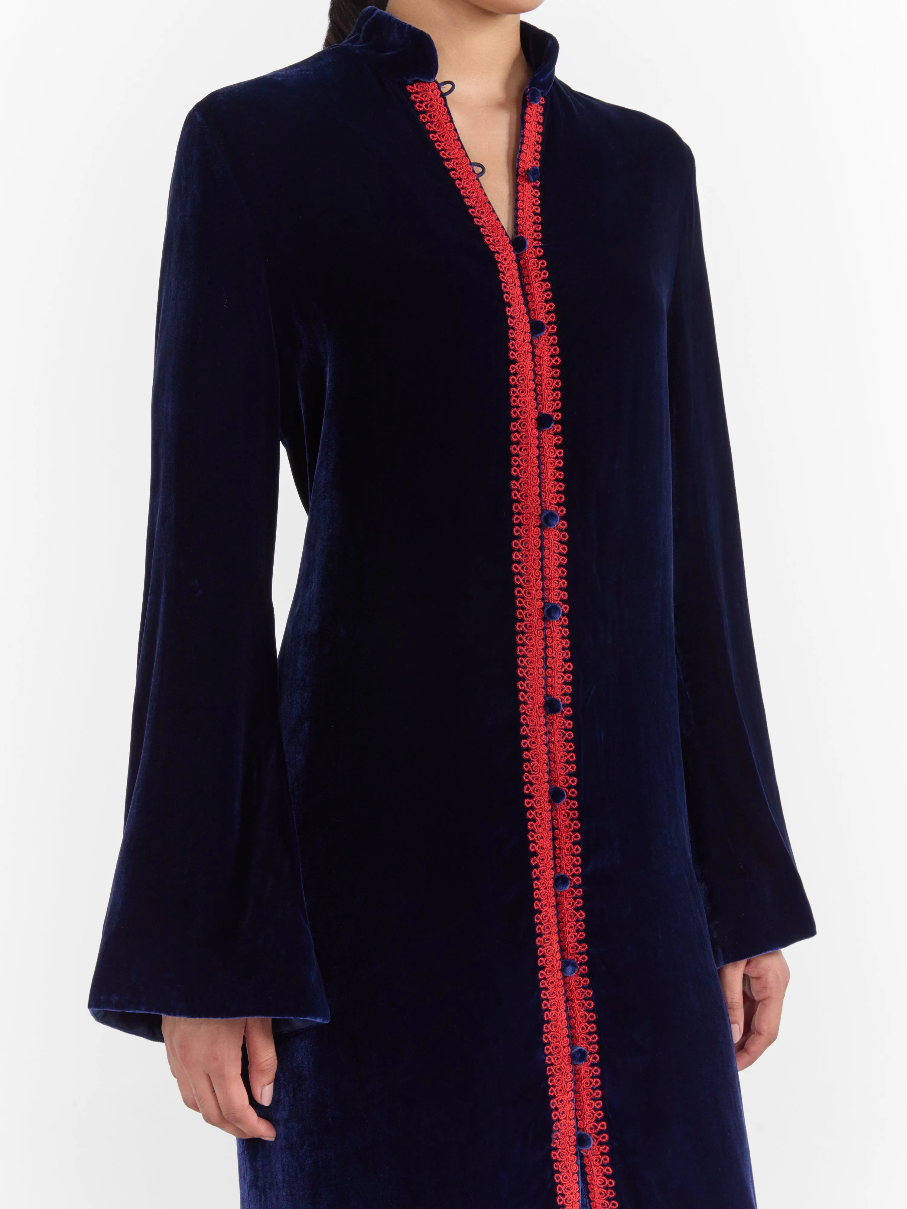 Amari Robe in Navy Red