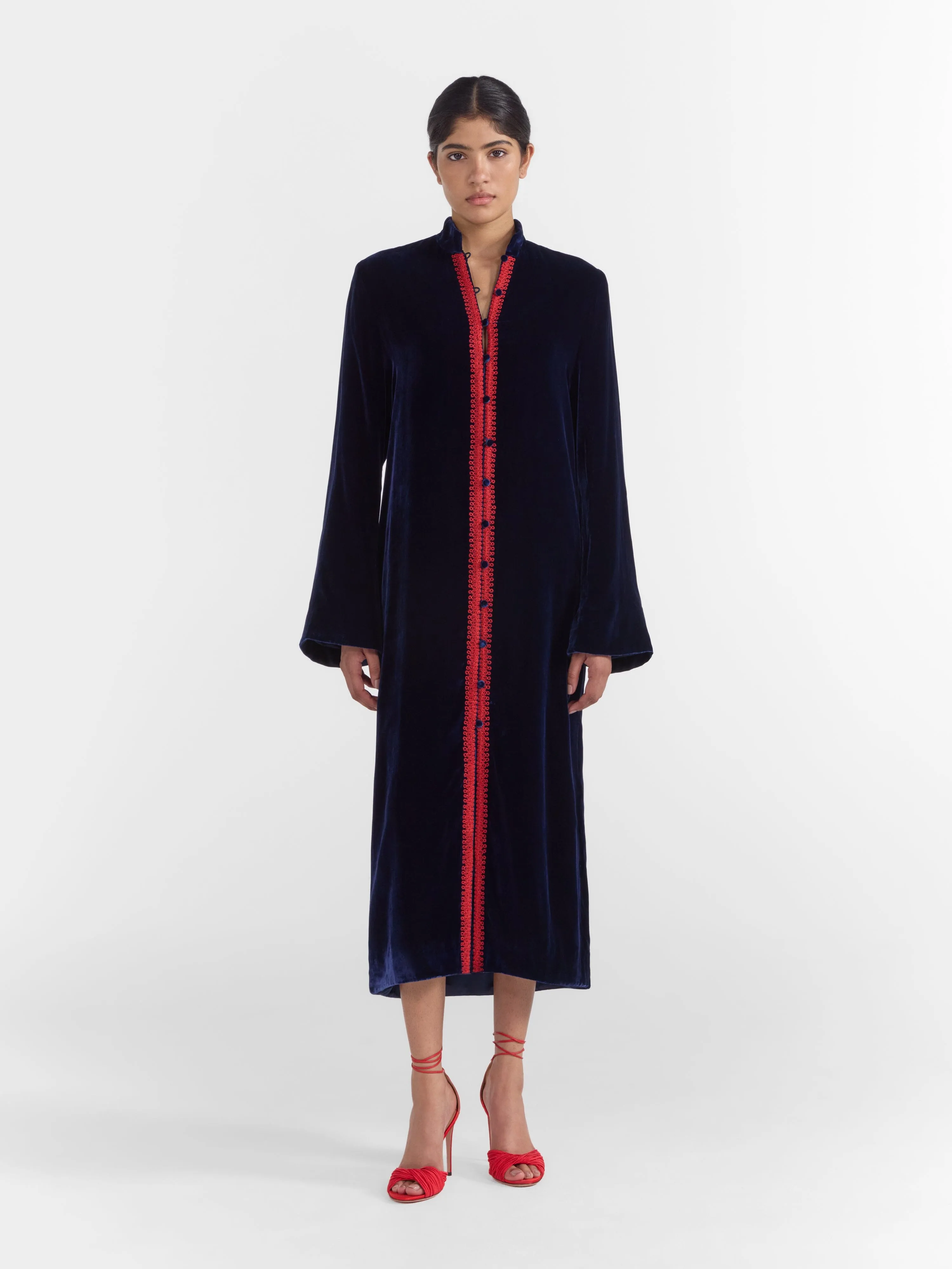 Amari Robe in Navy Red