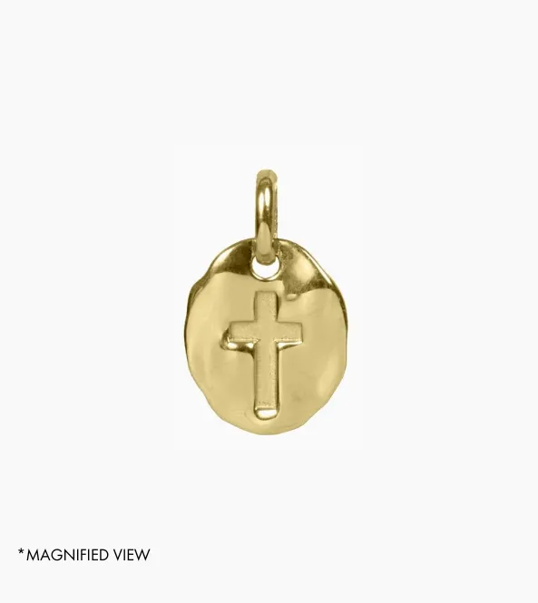 Antique Hammered Cross Charm Pendant (Gold)