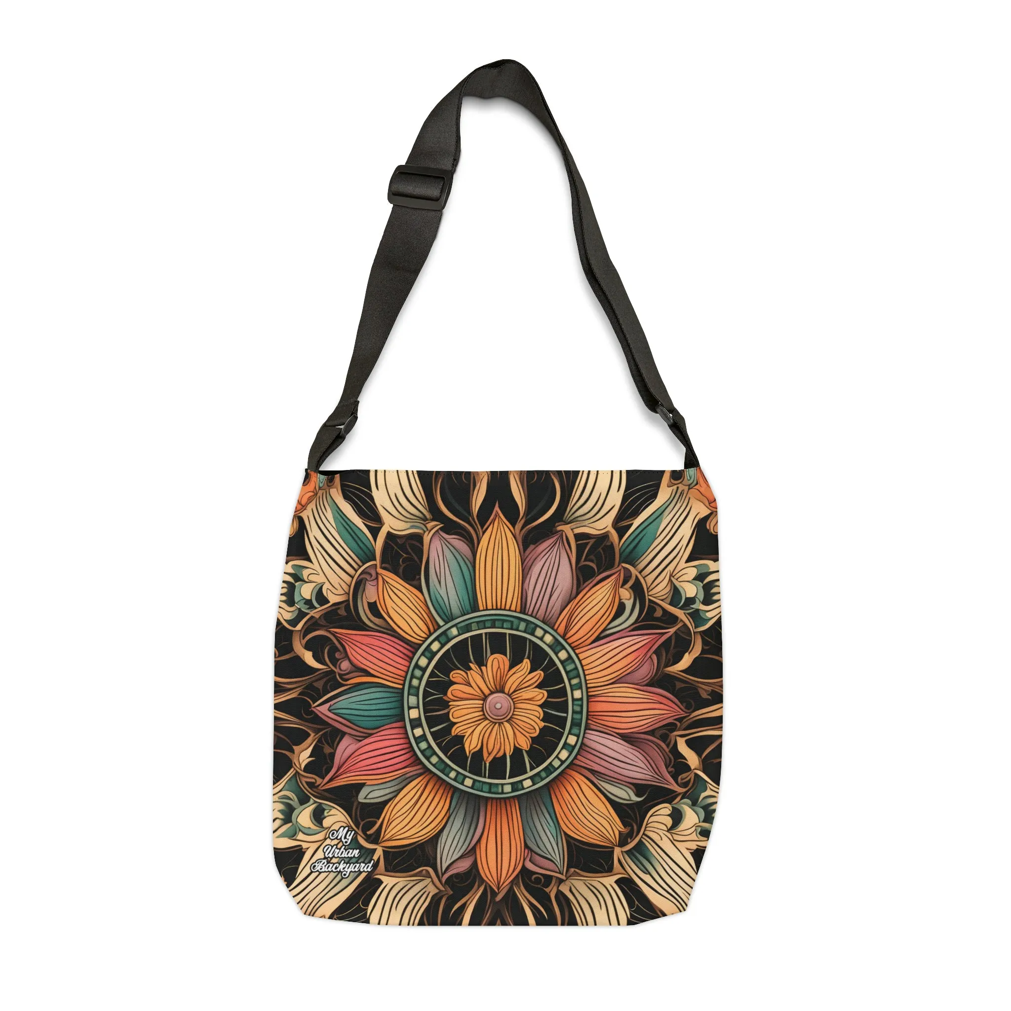 Art Deco Flowers, Tote Bag with Adjustable Strap - Trendy and Versatile