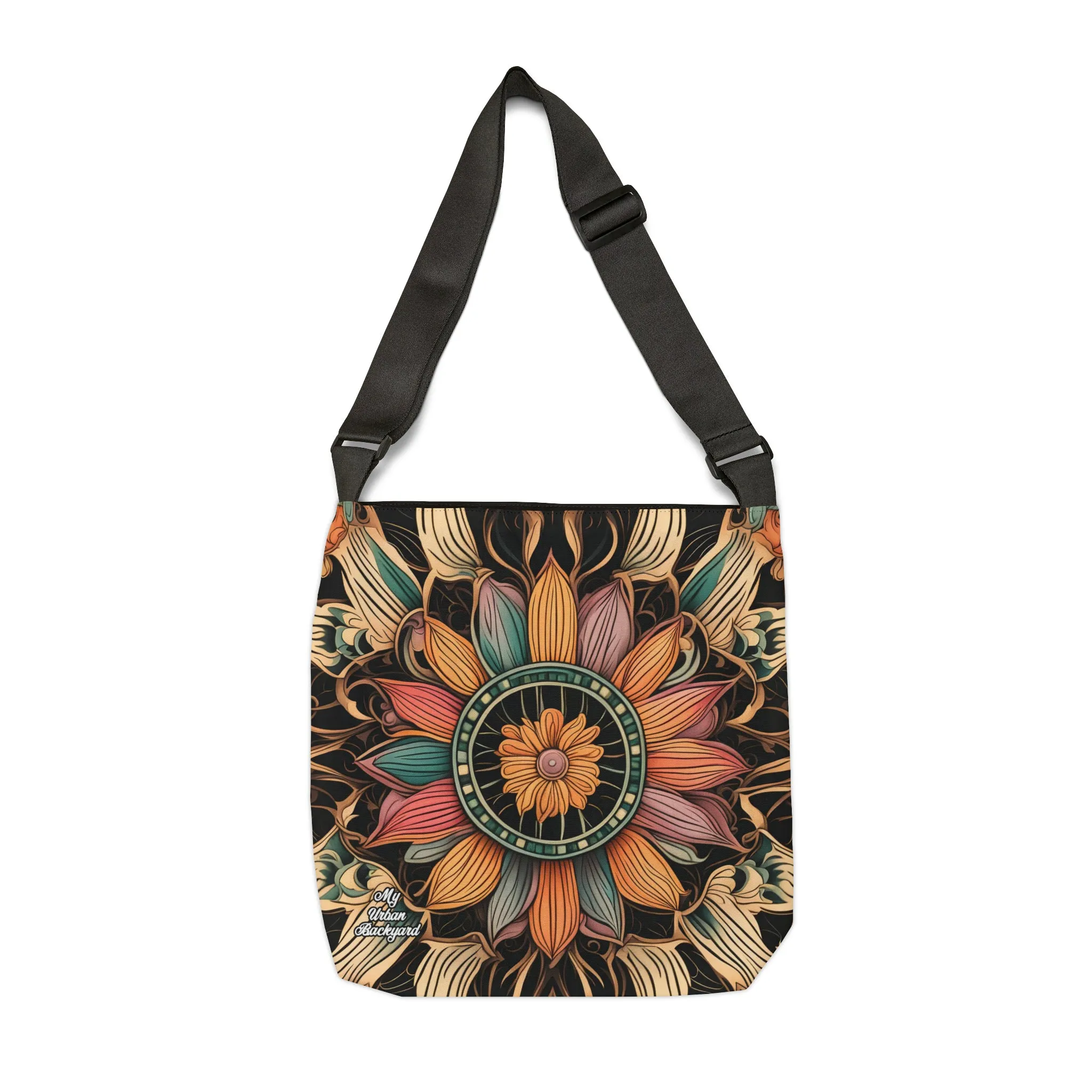 Art Deco Flowers, Tote Bag with Adjustable Strap - Trendy and Versatile