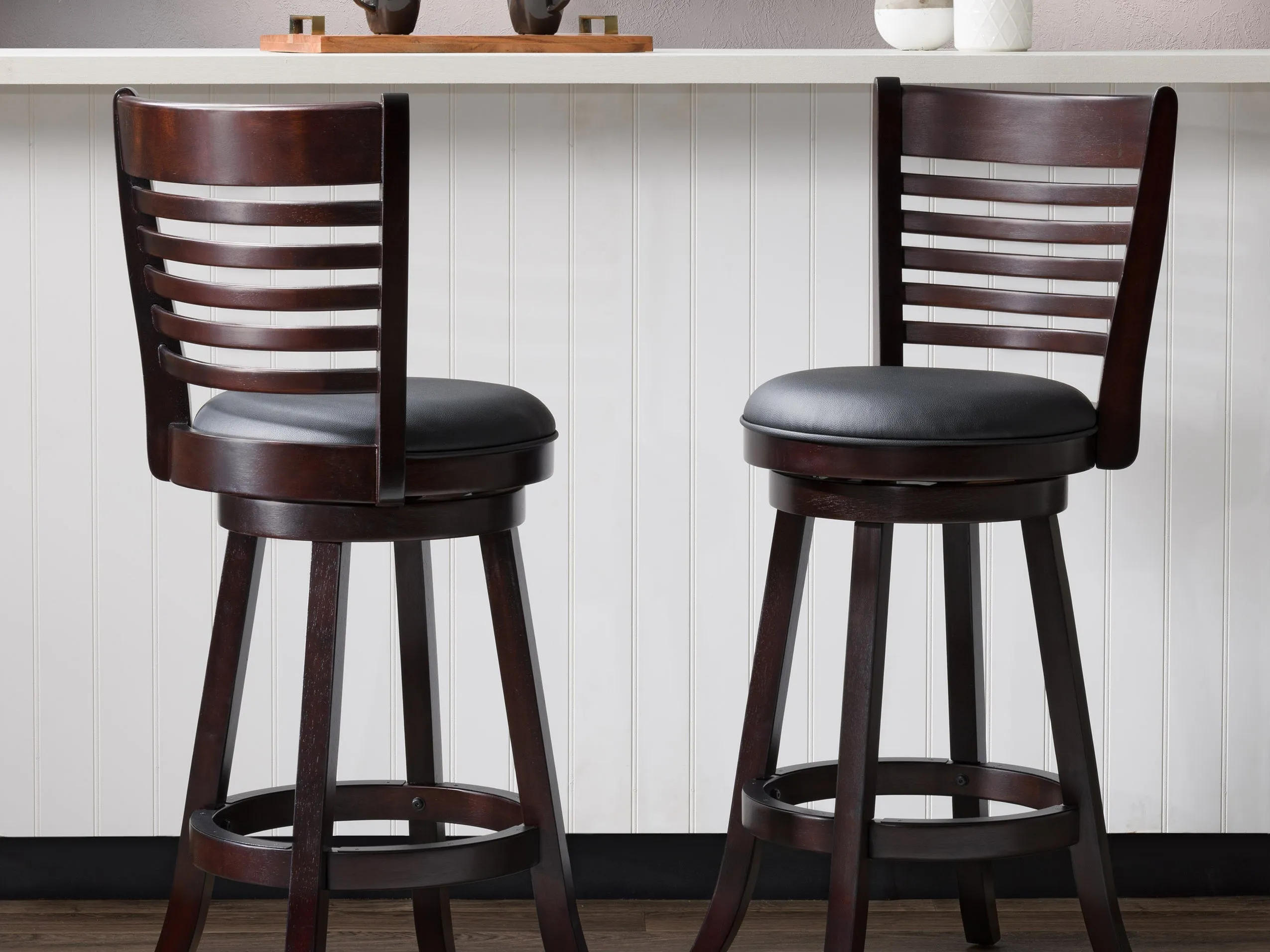 Black Bar Height Bar Stools, Set of 2