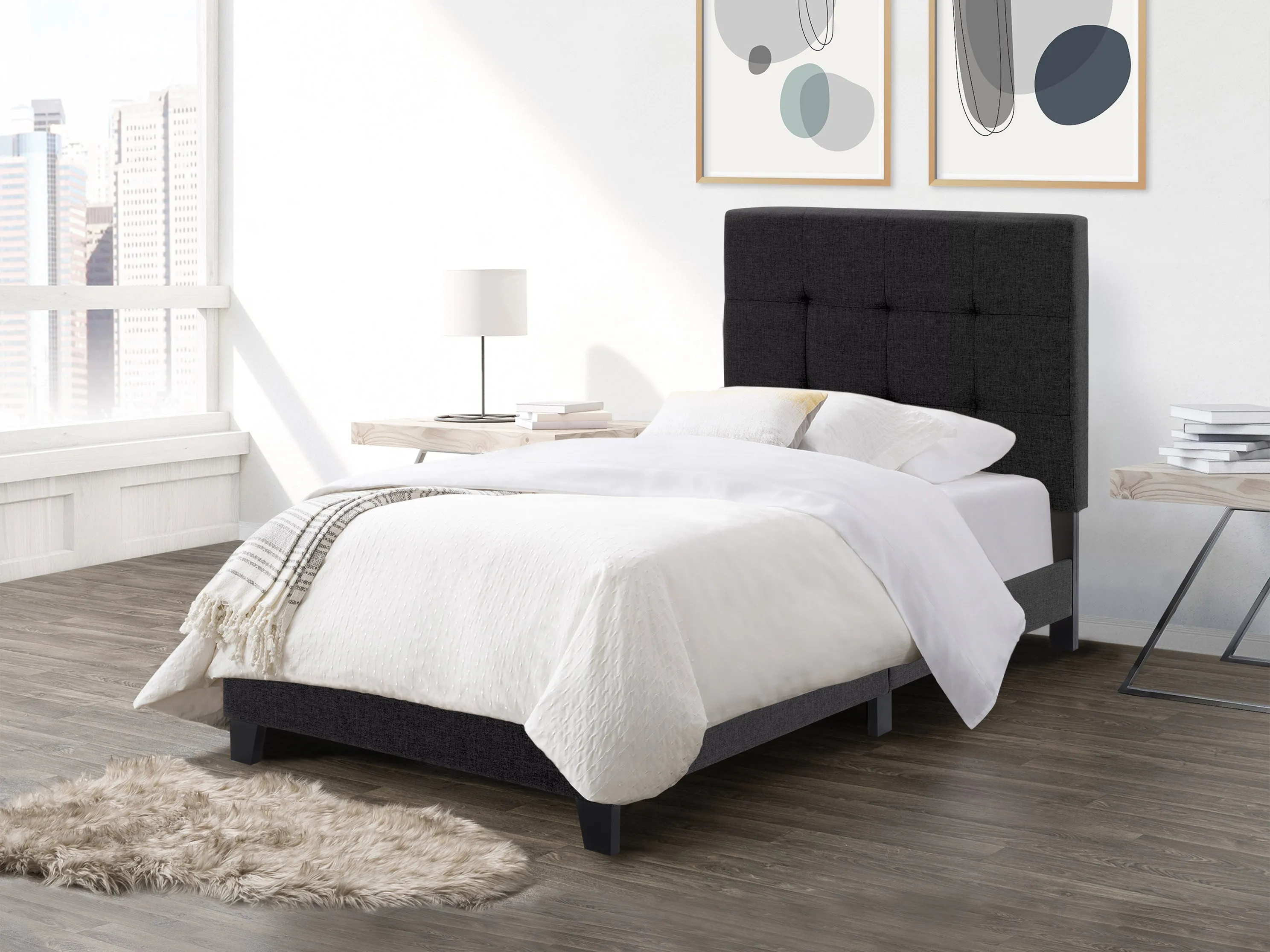 Black Twin/Single Panel Bed