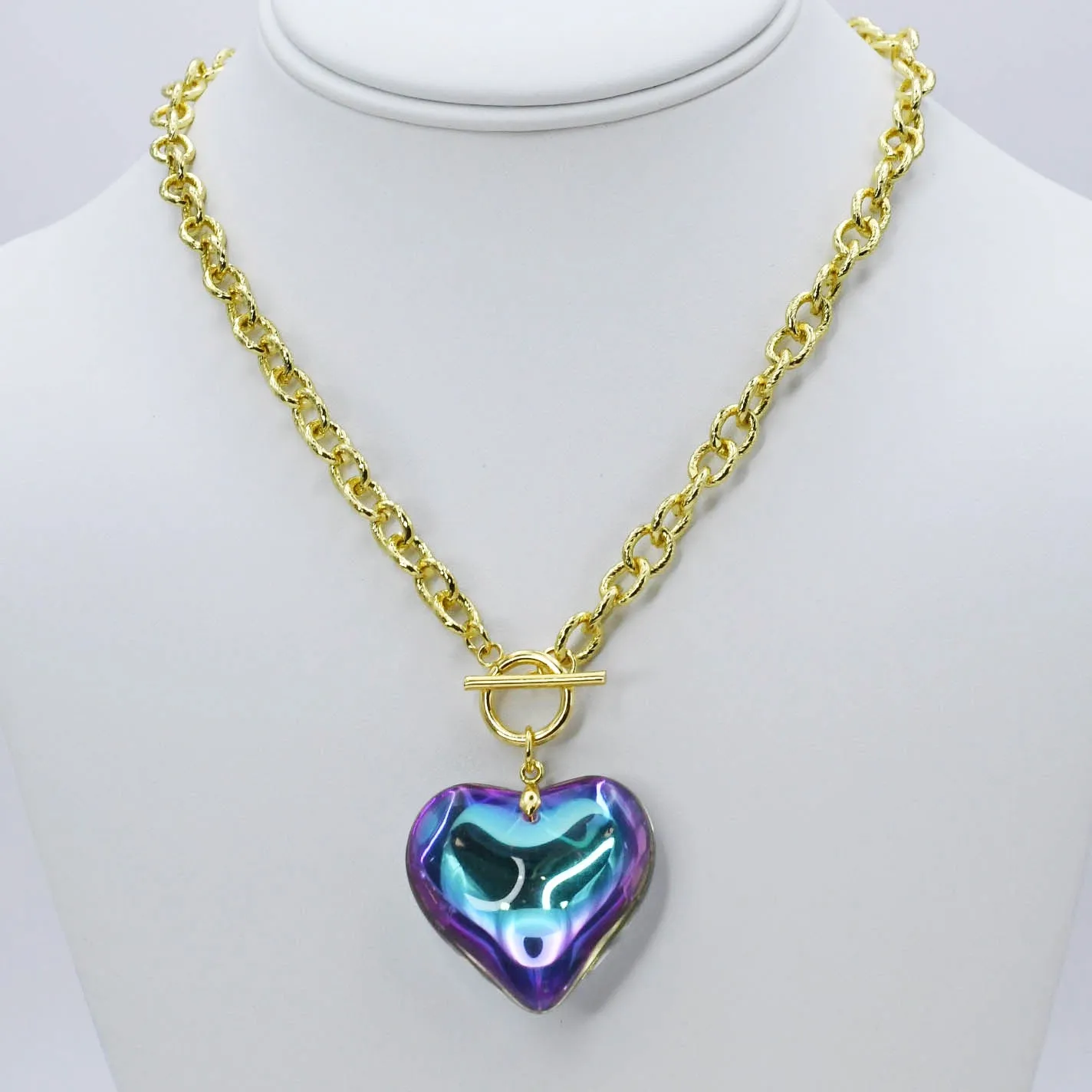 Blue/Purple Enchanted Heart Necklace C-27