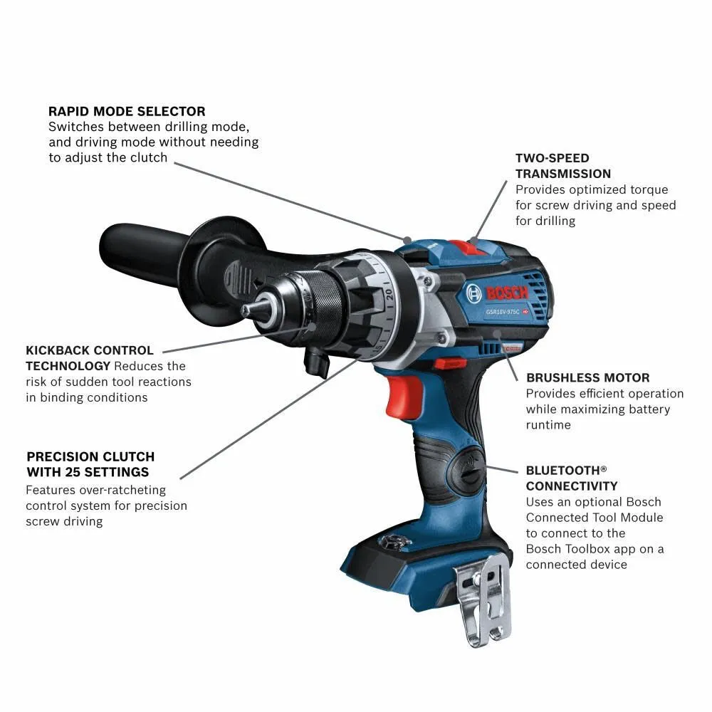 Bosch GSR18V-975CN 18V Brushless Connected-Ready 1/2 In. Drill/Driver (Bare Tool)