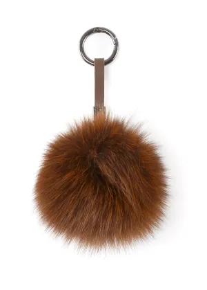 Brown Fox Fur Pom Keychain