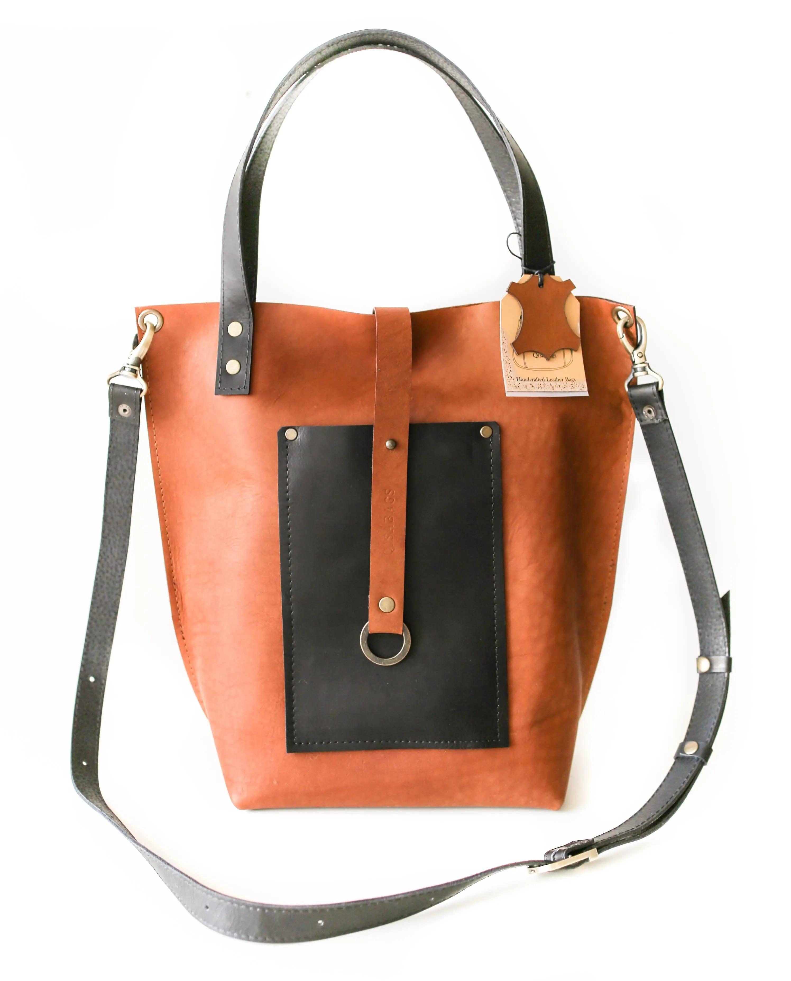 Brown w/Black Leather Tote