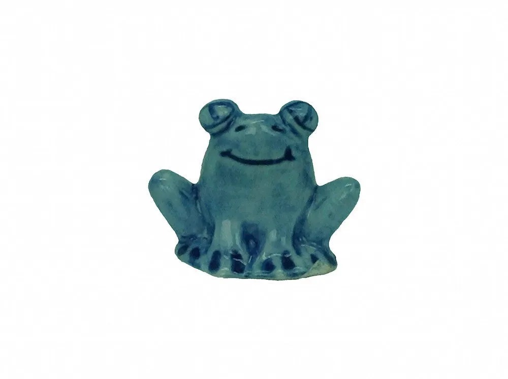 Ceramic Miniature Frog Blue