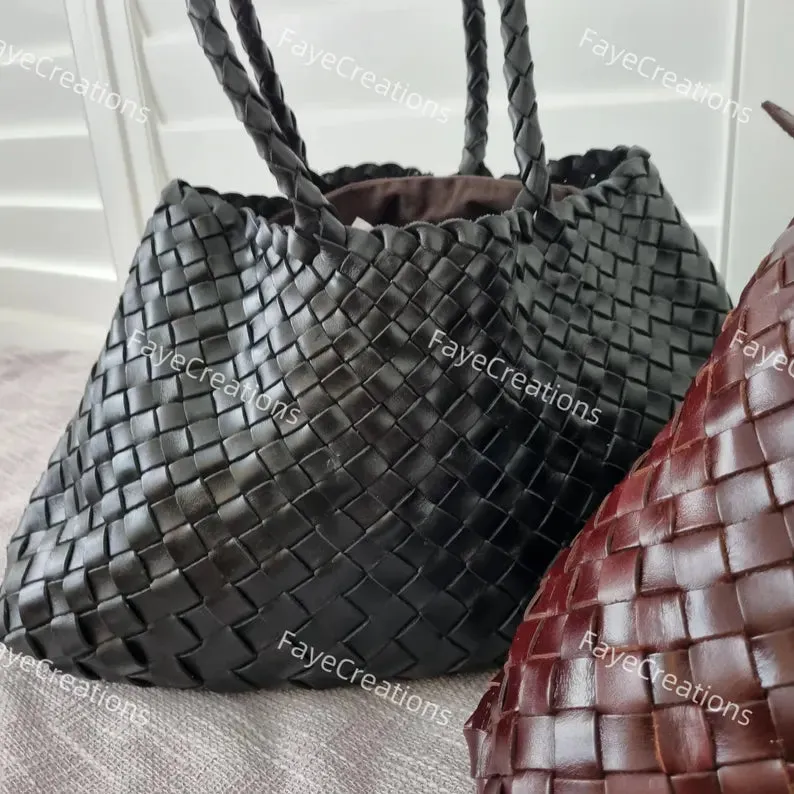 CH08 – French Style Handmade Cowhide Woven Soft Leather Bag