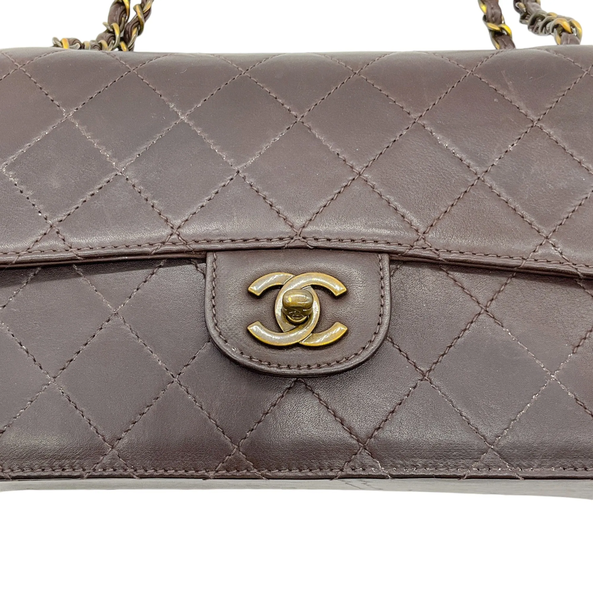 Chanel 1994-1996 Brown Lambskin Medium Flap Bag