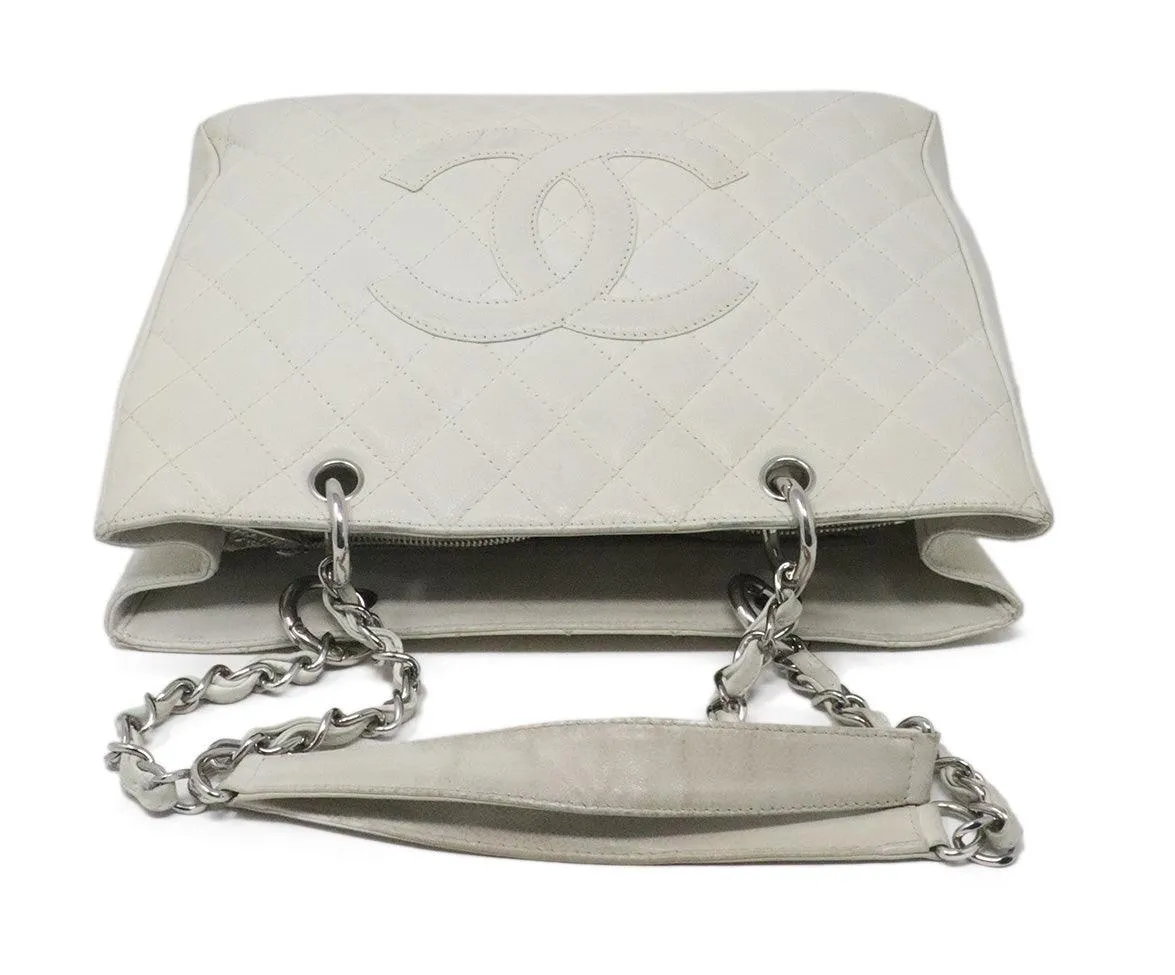 Chanel Ivory Caviar Leather Tote