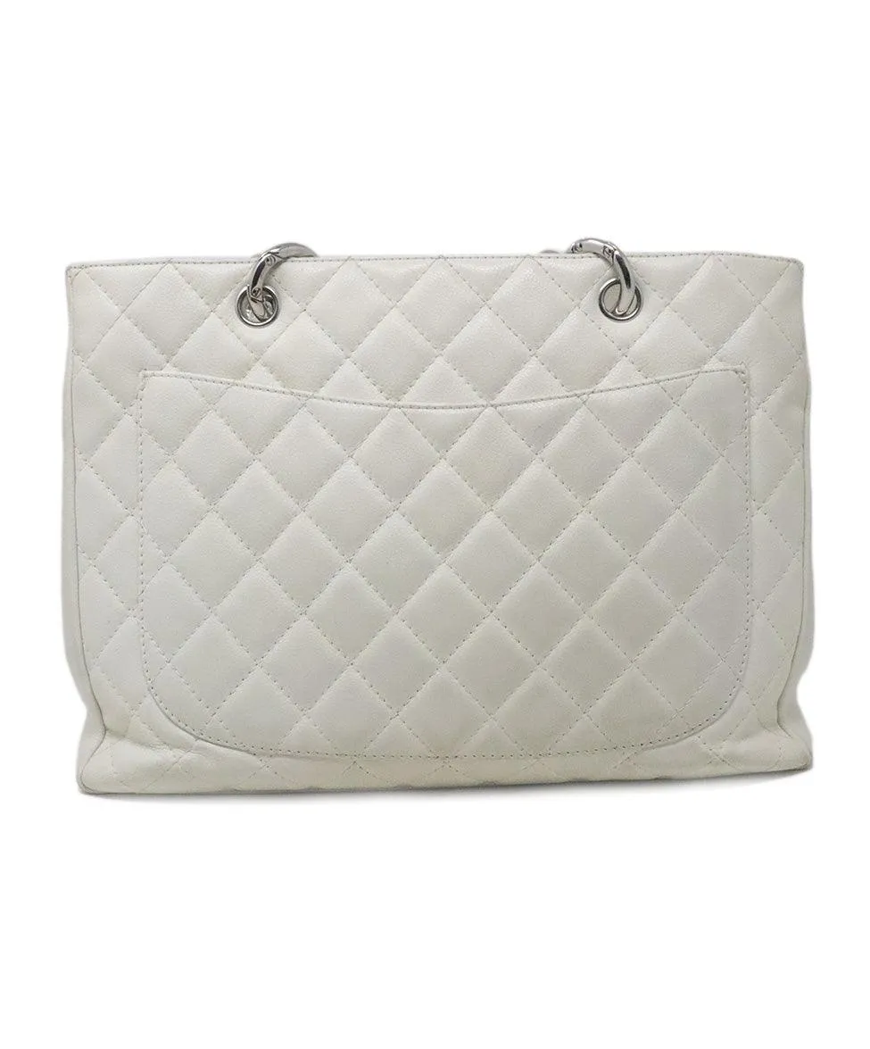 Chanel Ivory Caviar Leather Tote