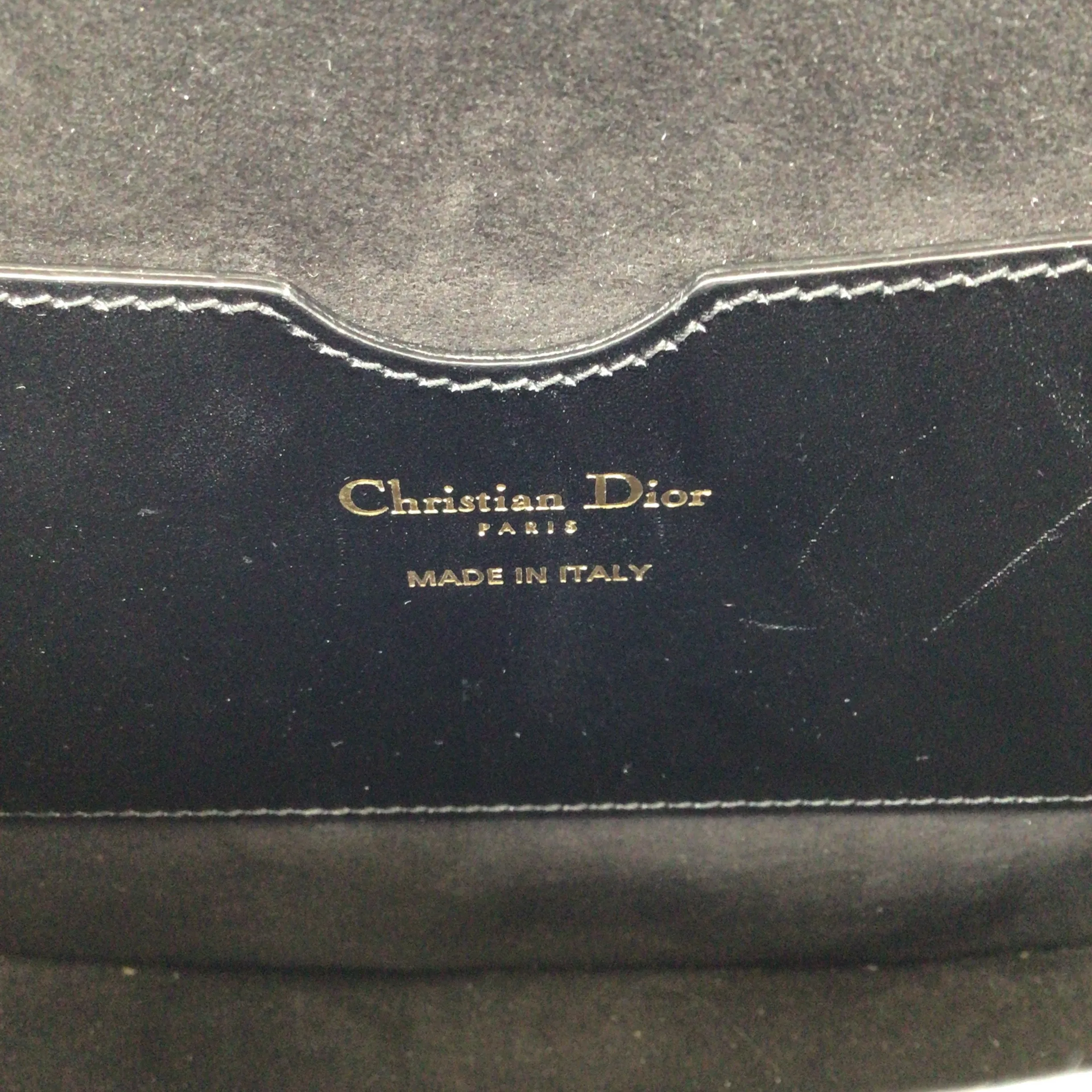 Christian Dior Black / Blue Dior Oblique Embroidered Shoulder Strap Calfskin Leather Large Dior Bobby Bag