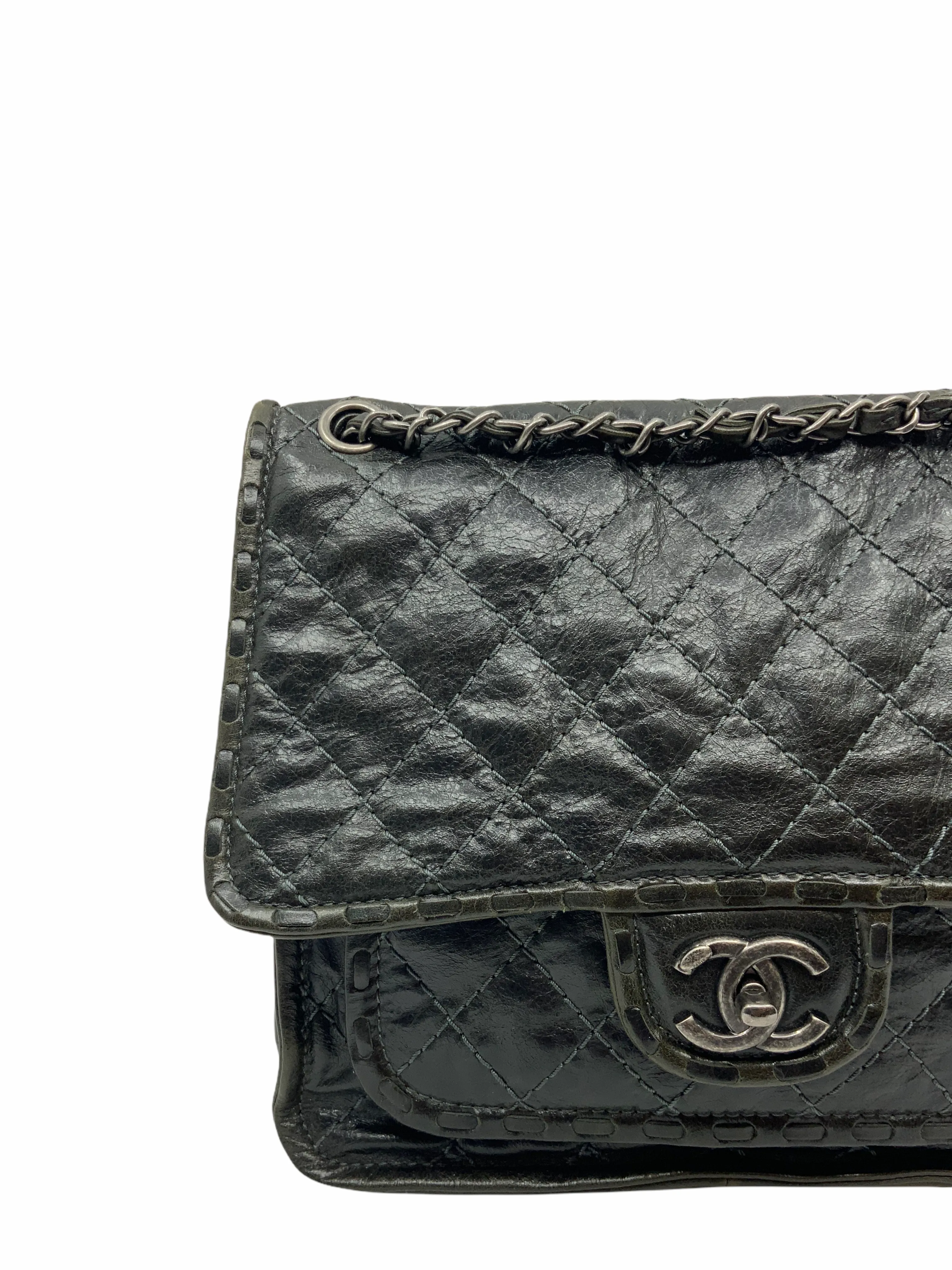 CL Quilted Calfskin Whipstitch Flap Bag 2015