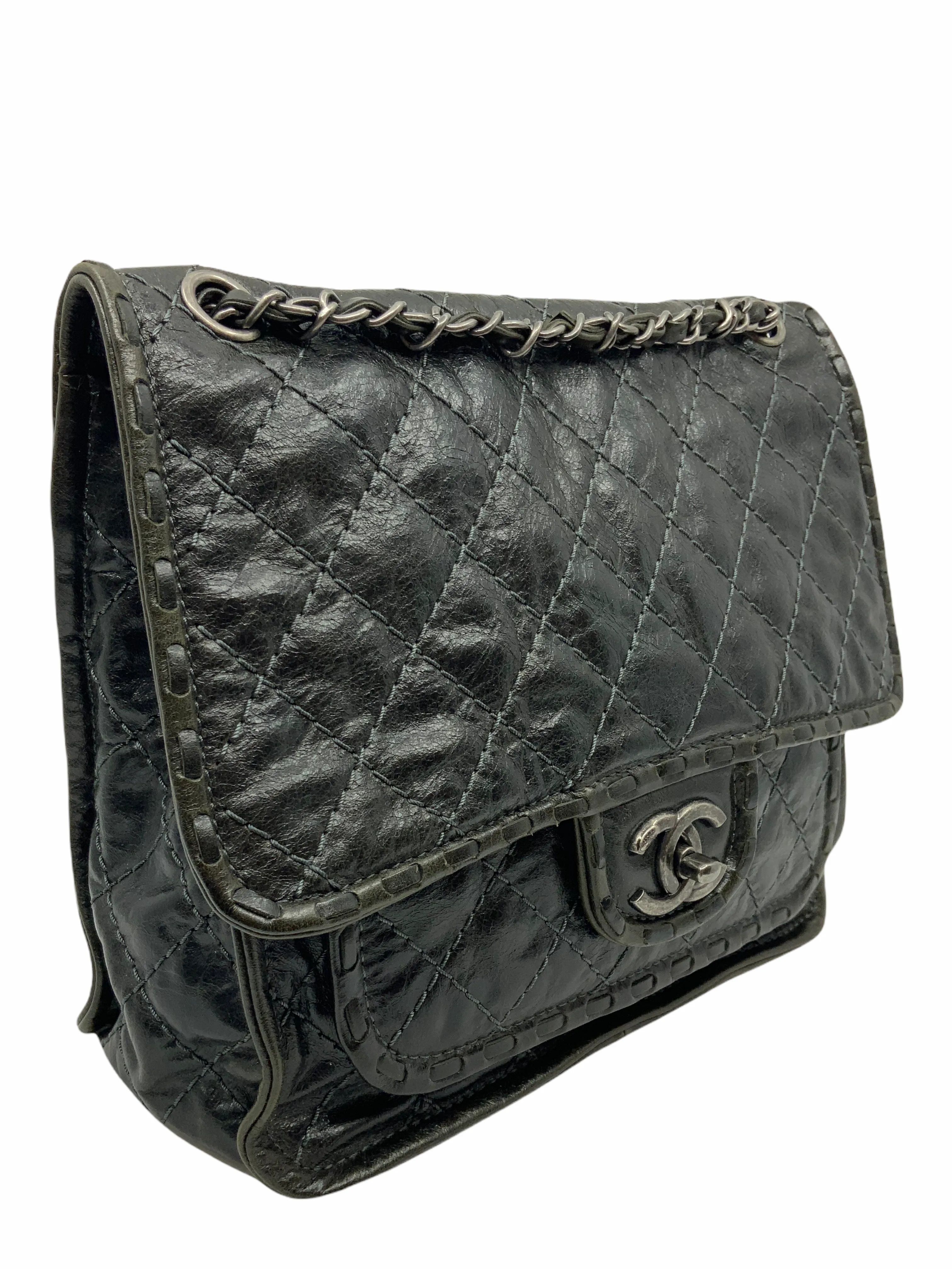 CL Quilted Calfskin Whipstitch Flap Bag 2015