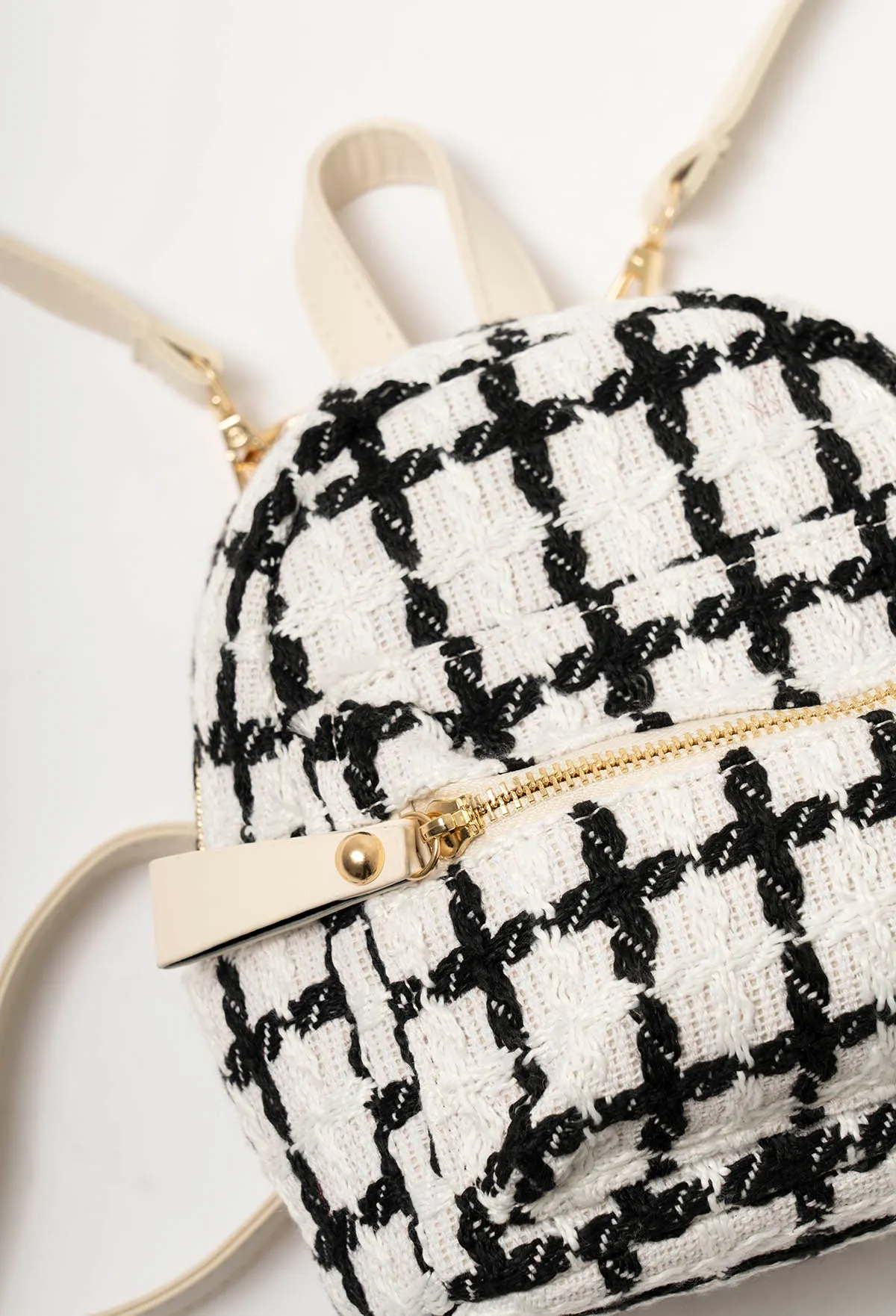 Coco Couture White Tweed Backpack