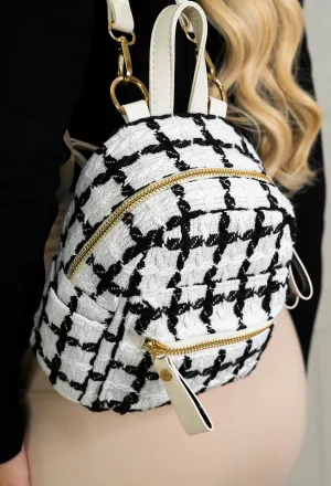 Coco Couture White Tweed Backpack