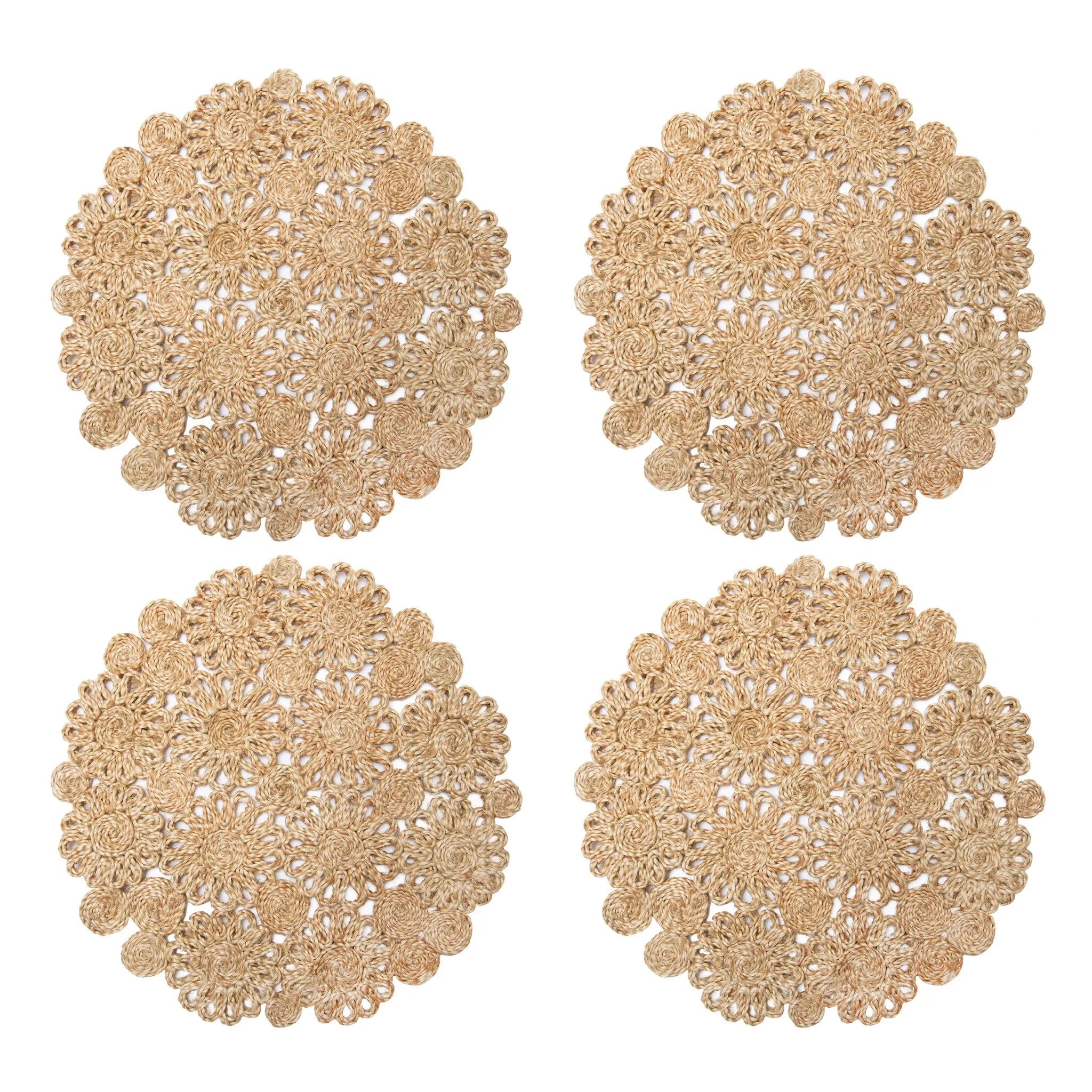 Daisy Jute Natural Placemat 15" Round - Set of 4