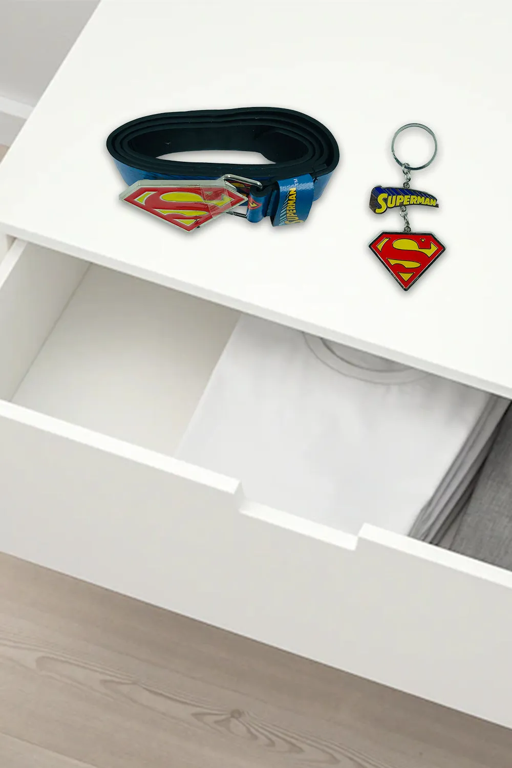 DC Superman Belt & Key Ring Set 3-6yrs