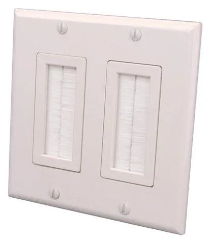 Decora Style Split Brush Bulk Cable Wall Plate, Single Gang, White