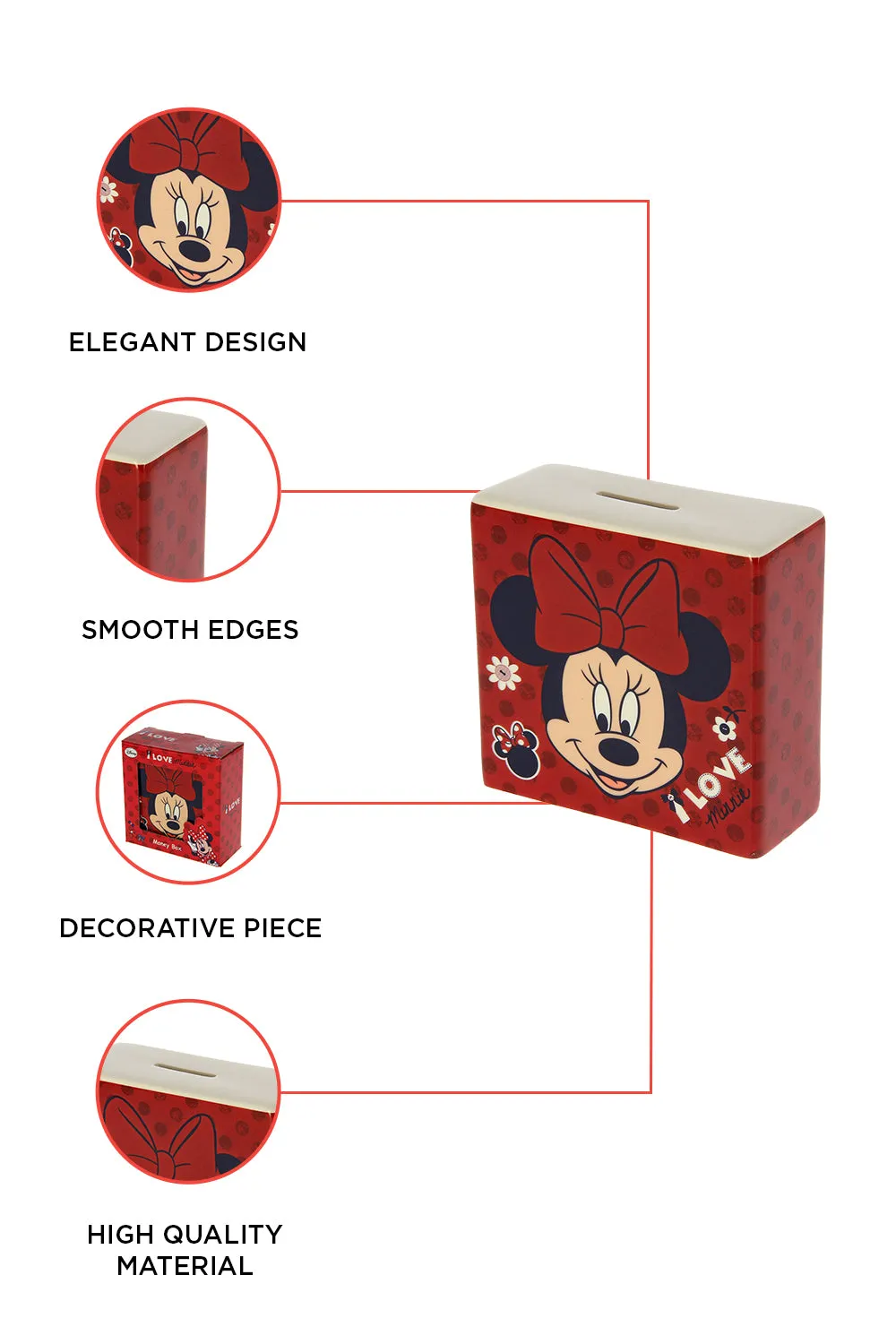 Disney I LOVE MINNIE Money bank With Gift Box.