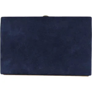 Dolce & Gabbana Blue Suede Gold Frame Clutch Evening Party Purse Bag