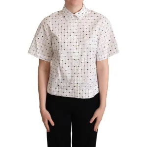 Dolce & Gabbana Chic Monochrome Polka Dot Polo Top