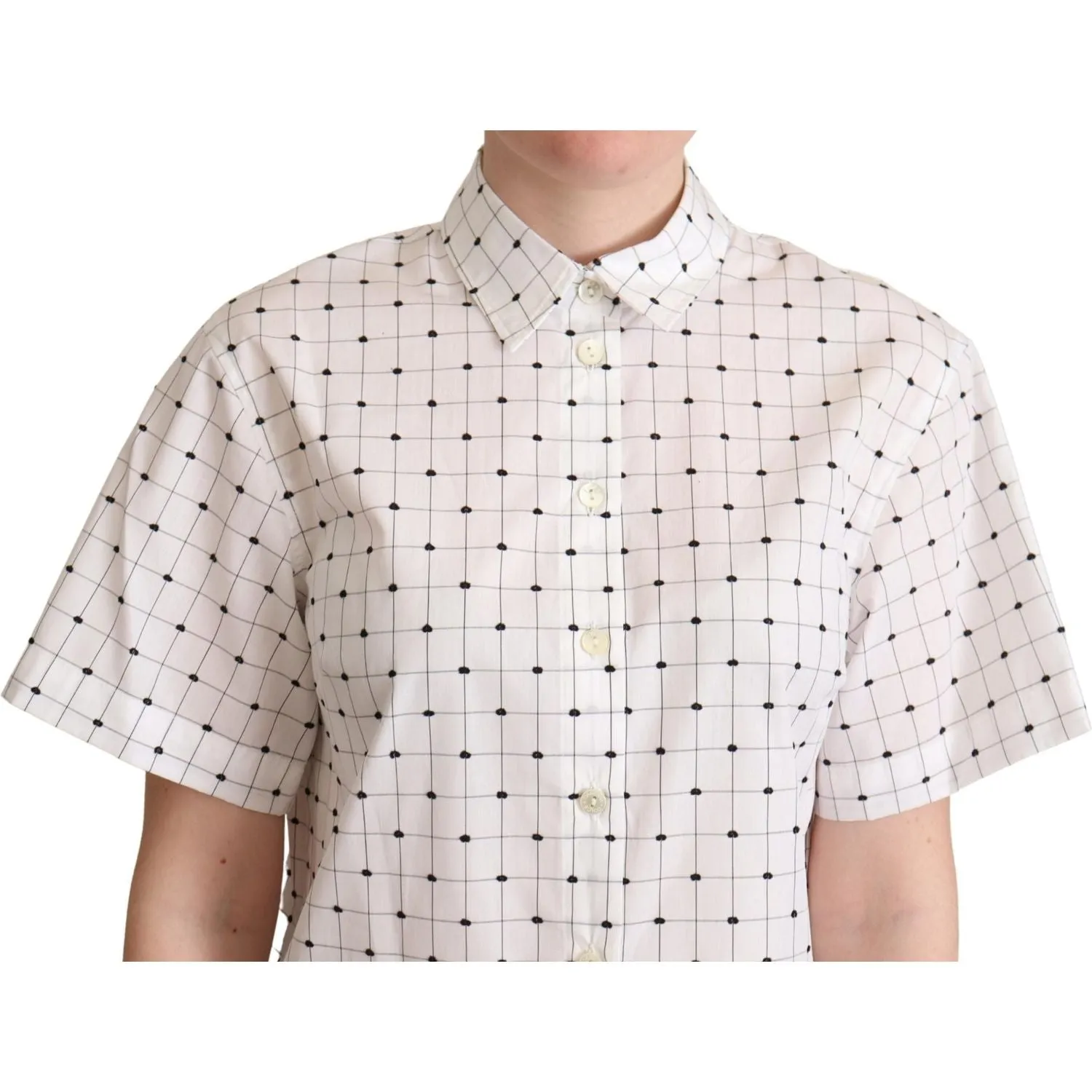 Dolce & Gabbana Chic Monochrome Polka Dot Polo Top