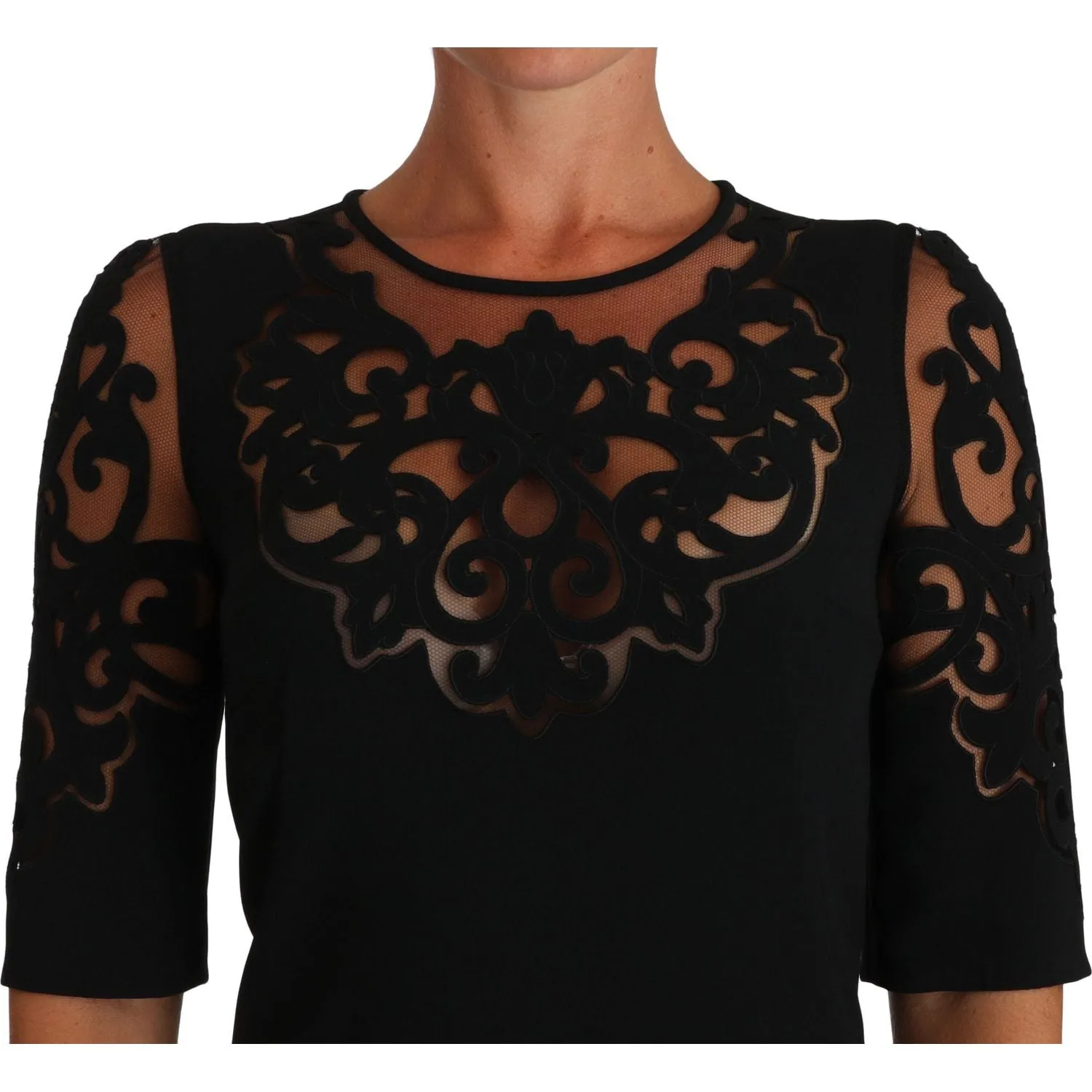 Dolce & Gabbana Elegant Black Cut-Out Detail Dress