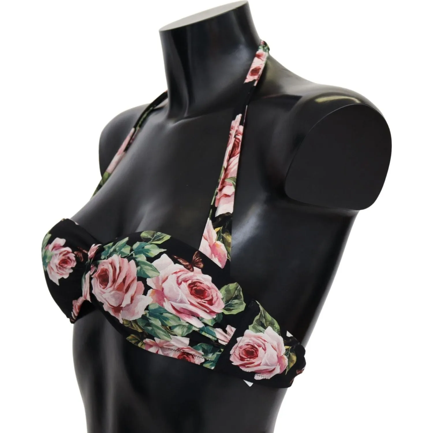 Dolce & Gabbana Elegant Black Floral Bikini Top