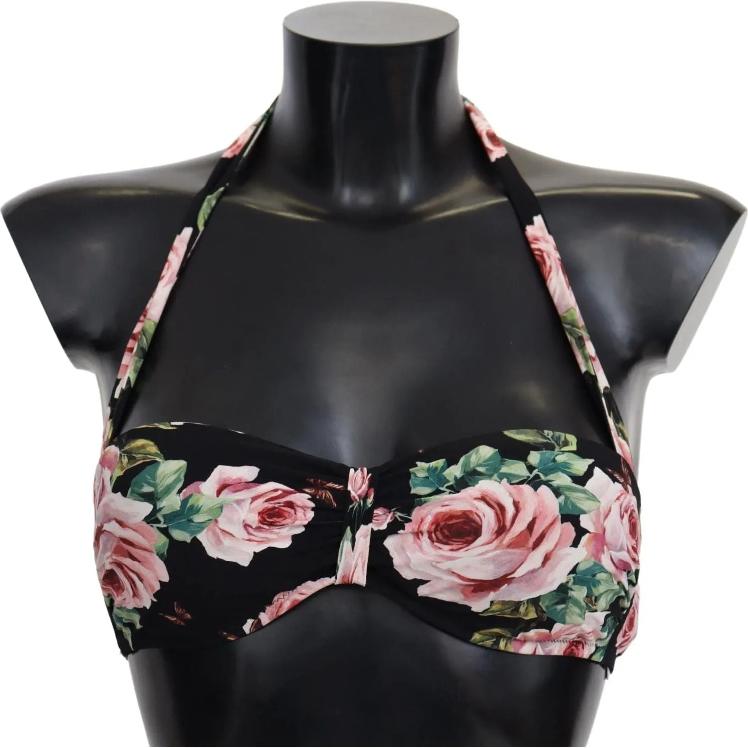 Dolce & Gabbana Elegant Black Floral Bikini Top