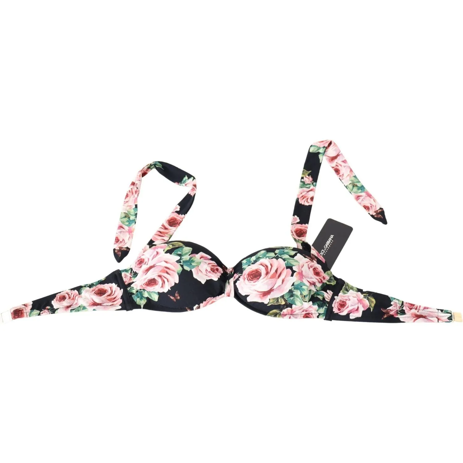 Dolce & Gabbana Elegant Black Floral Bikini Top