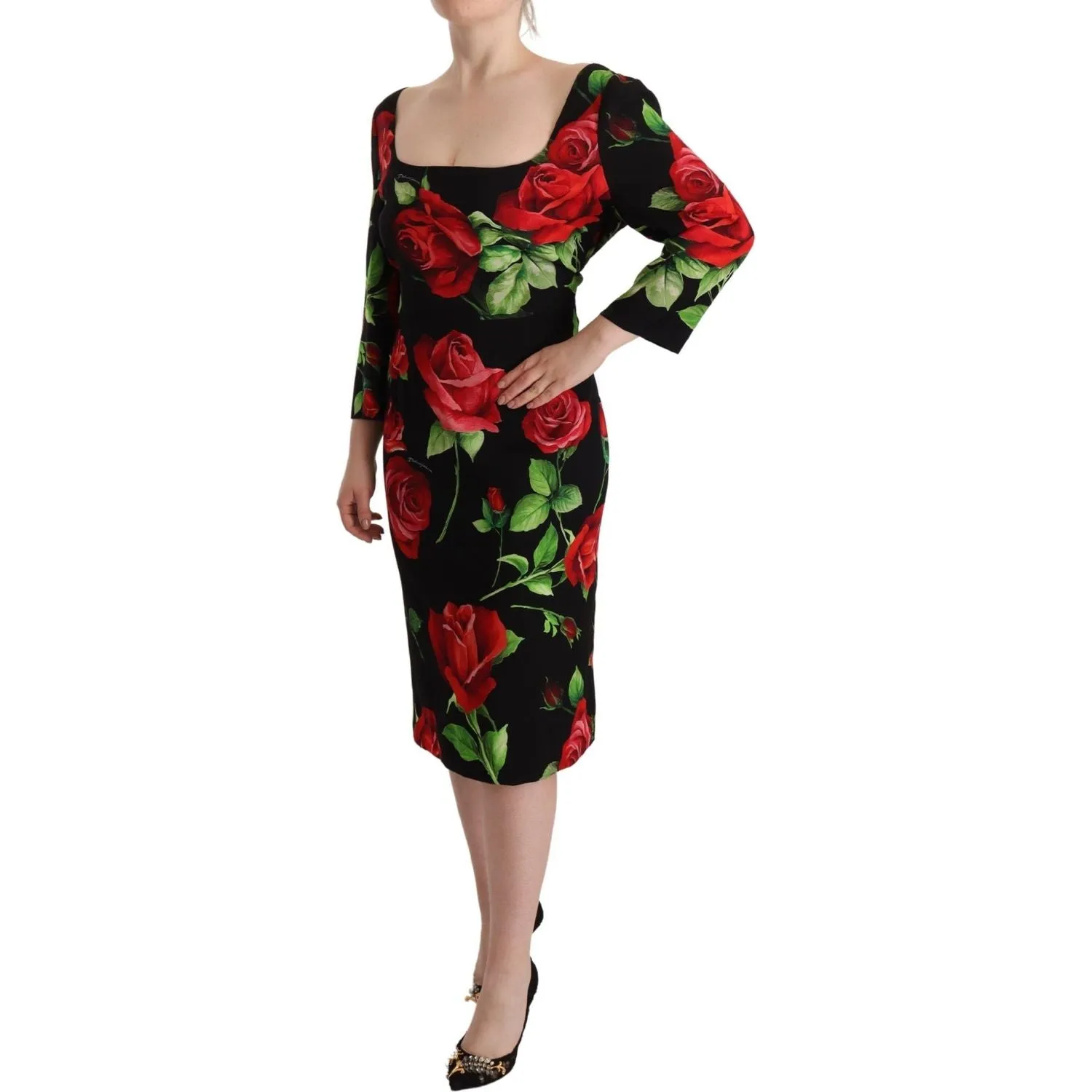 Dolce & Gabbana Elegant Floral Print Silk Sheath Dress